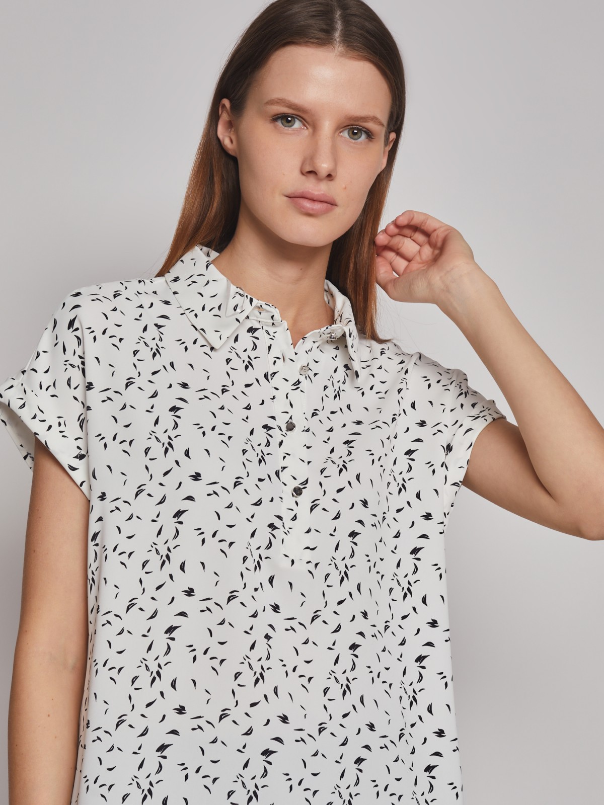 Блузка-рубашка с коротким рукавом