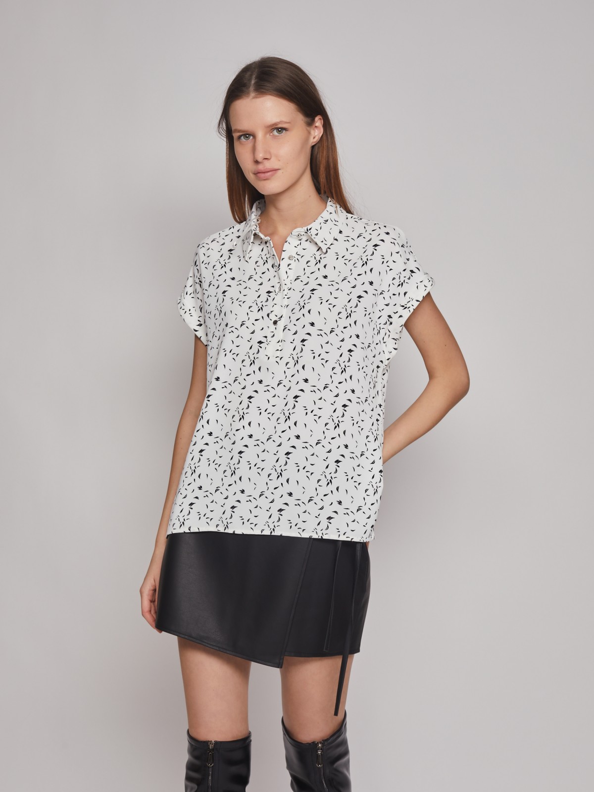 Блузка-рубашка с коротким рукавом