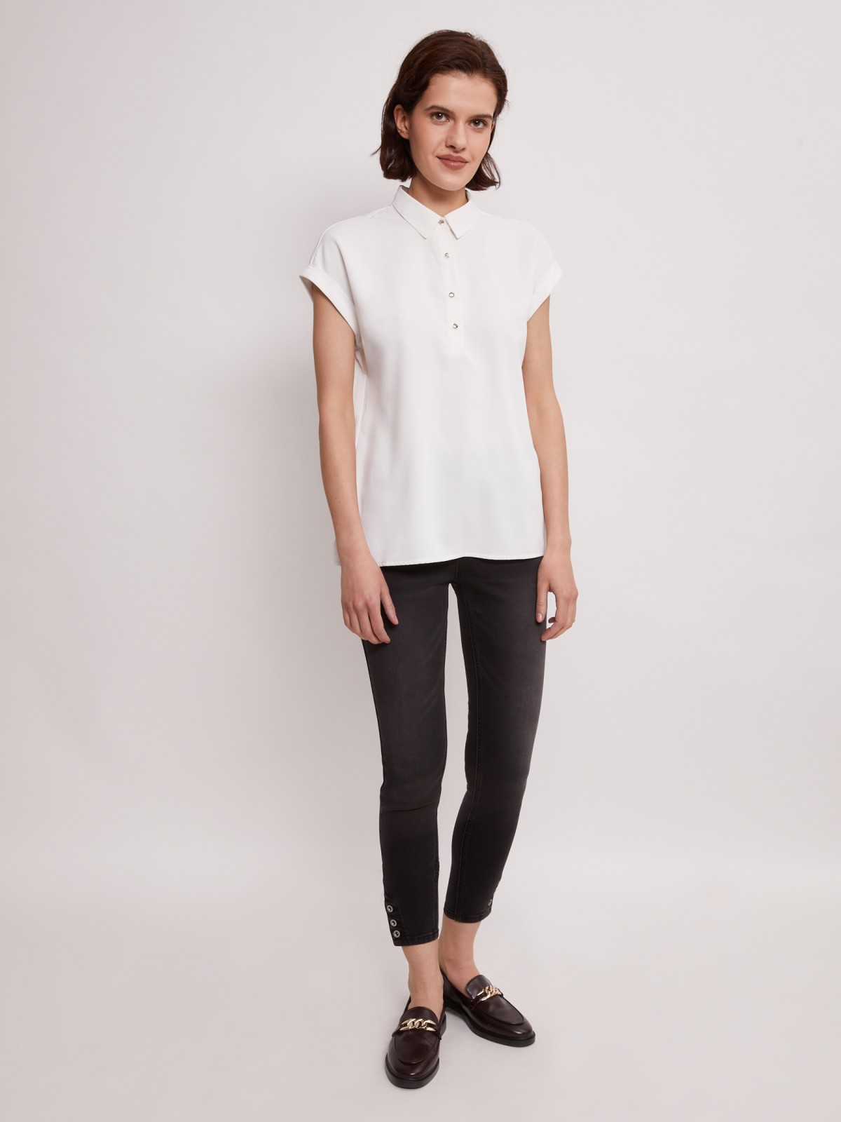 Блузка с короткими рукавами zolla 02121128Y012, цвет белый, размер XS - фото 1