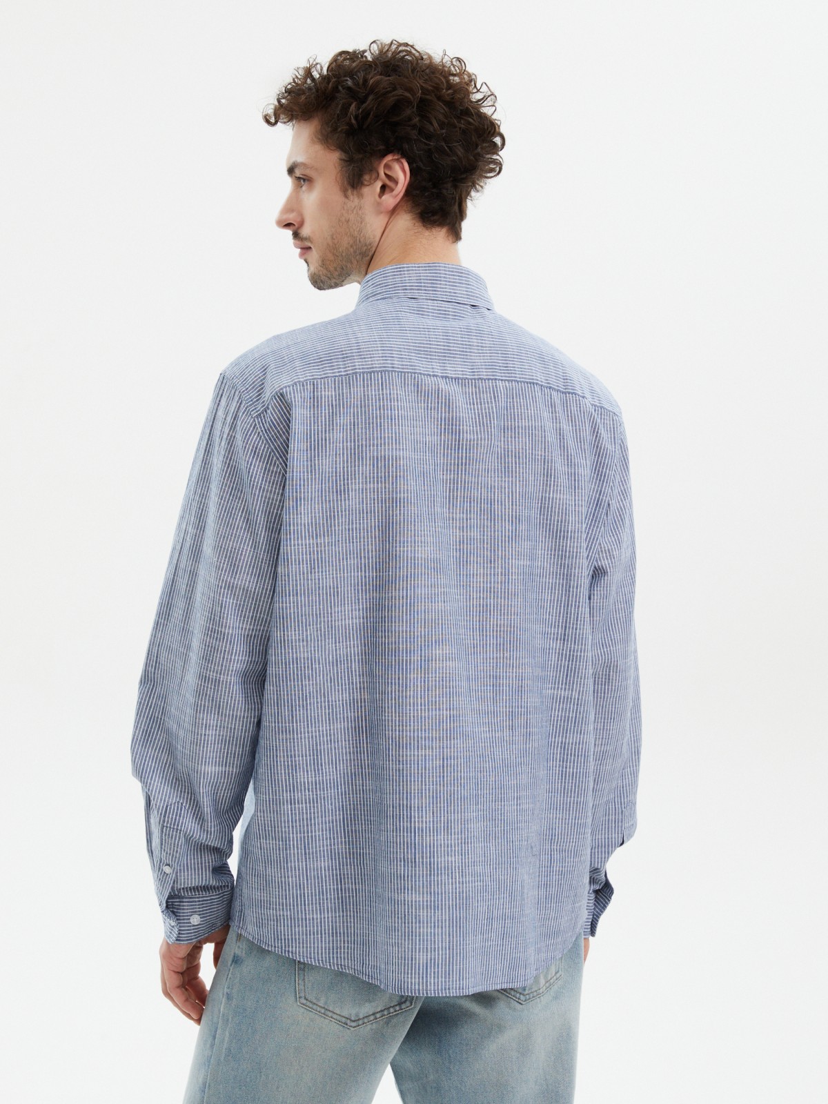 Офисная рубашка из хлопка с узором в полоску