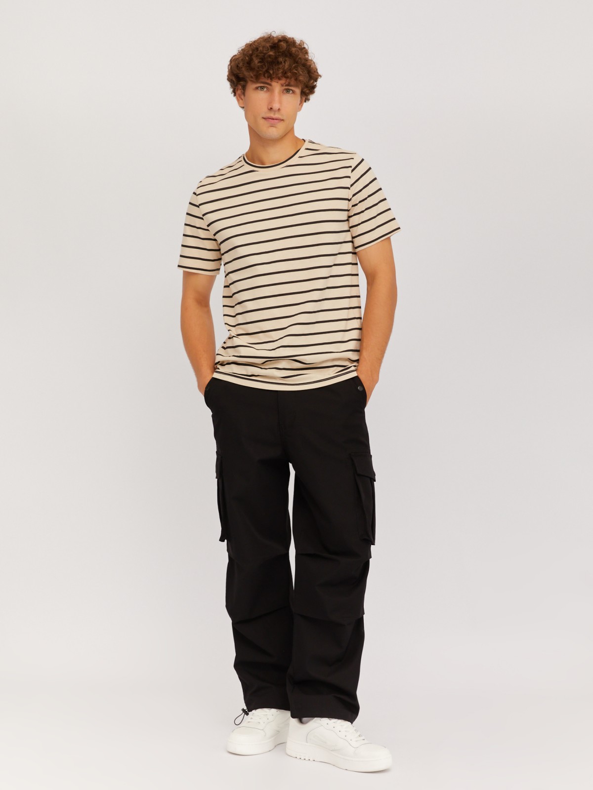 Футболка из хлопка с узором в полоску