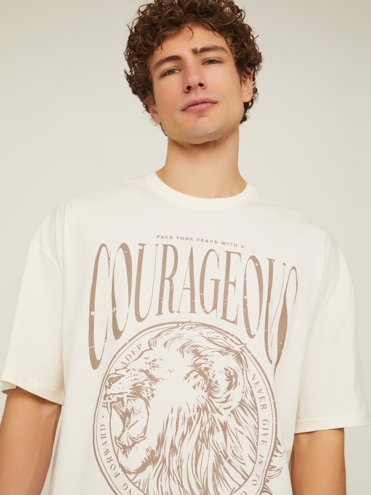 Футболка оверсайз из хлопка с коротким рукавом и принтом