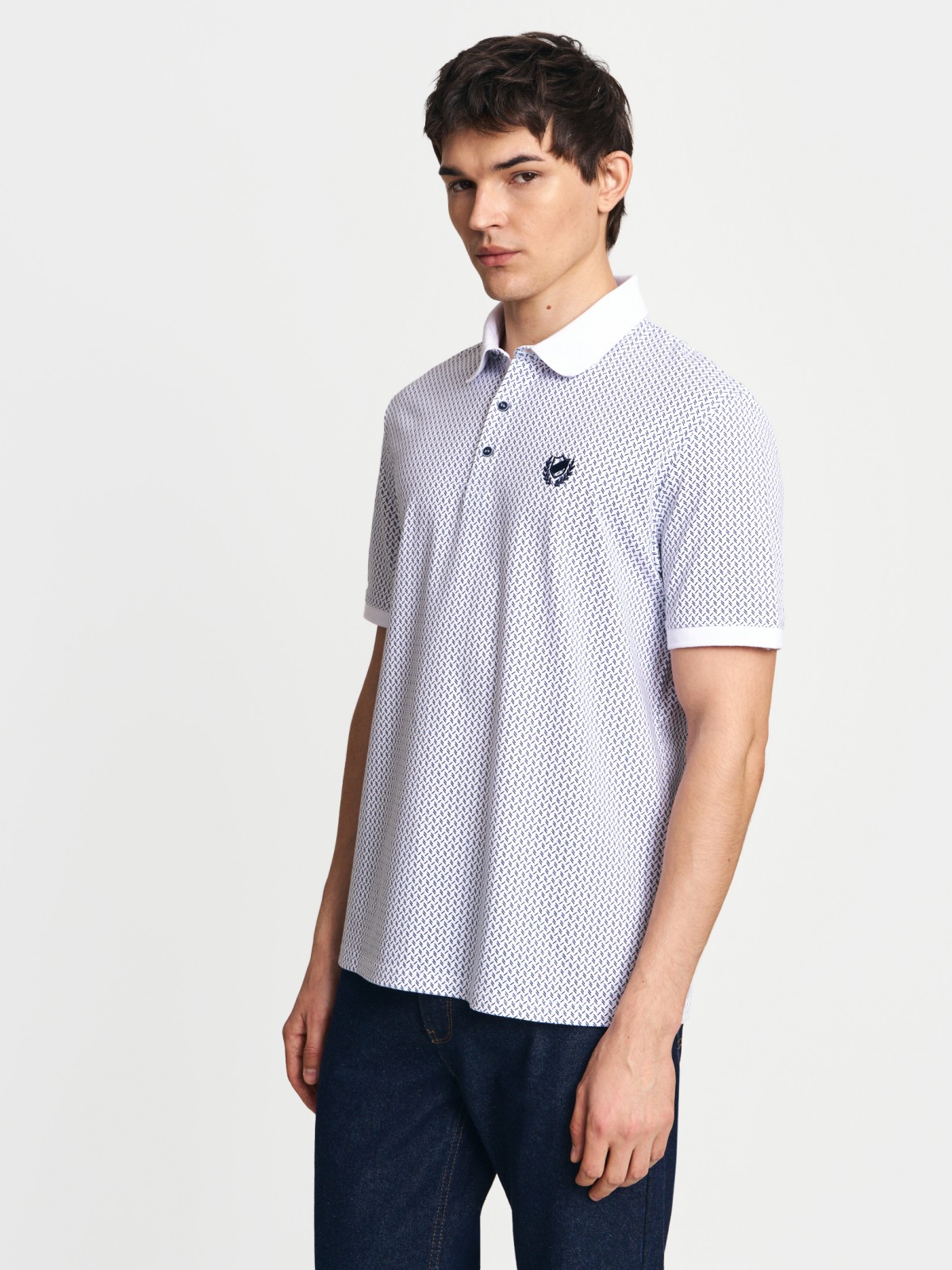 Футболка поло из хлопка с узором