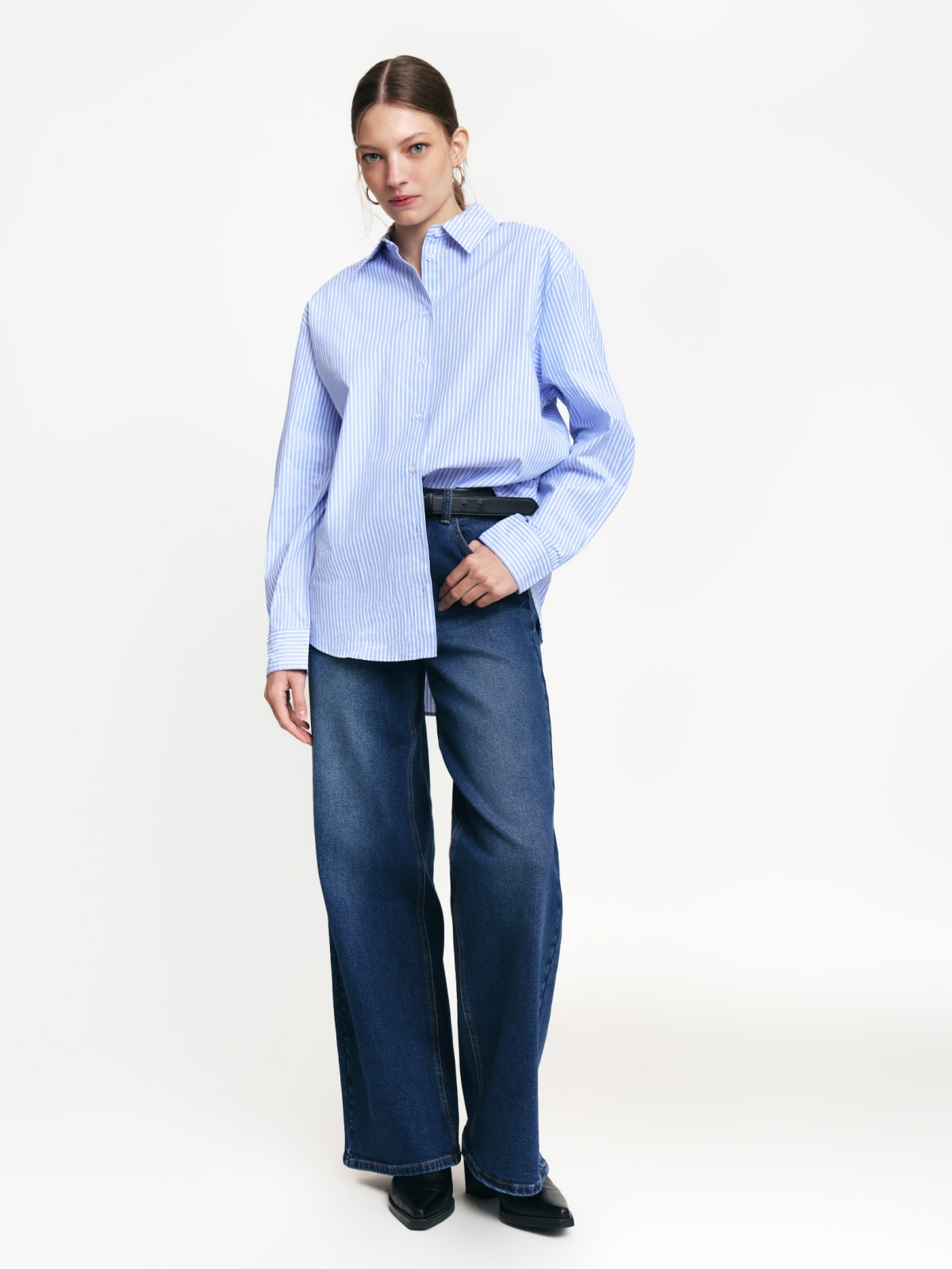 Рубашка из хлопка с узором в полоску