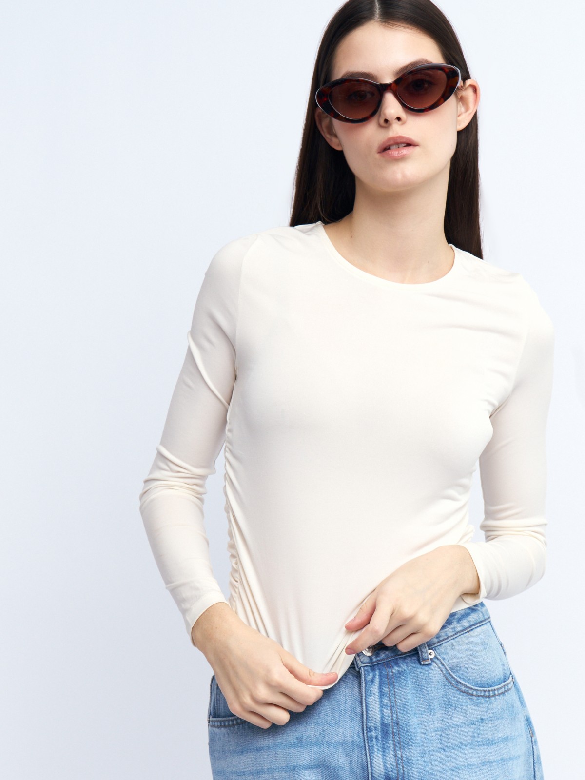 Трикотажный лонгслив с драпировкой