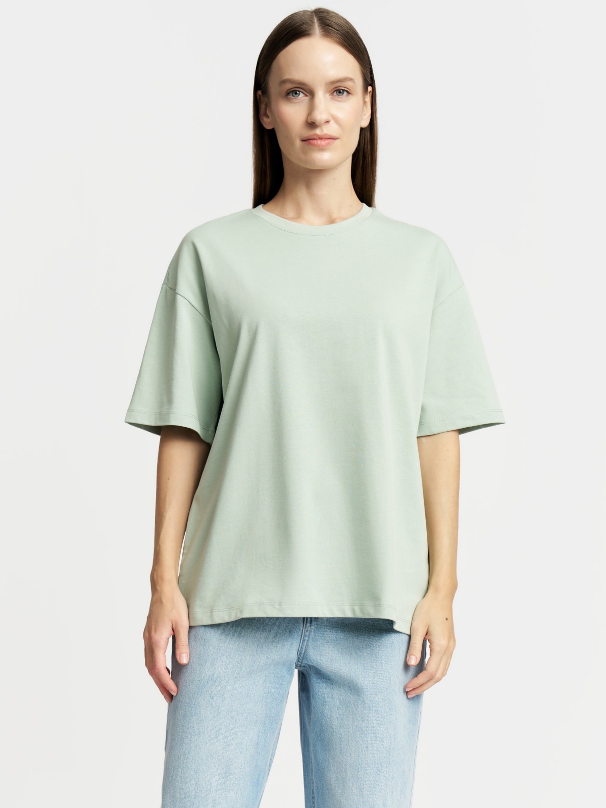 Футболка оверсайз из хлопка однотонная