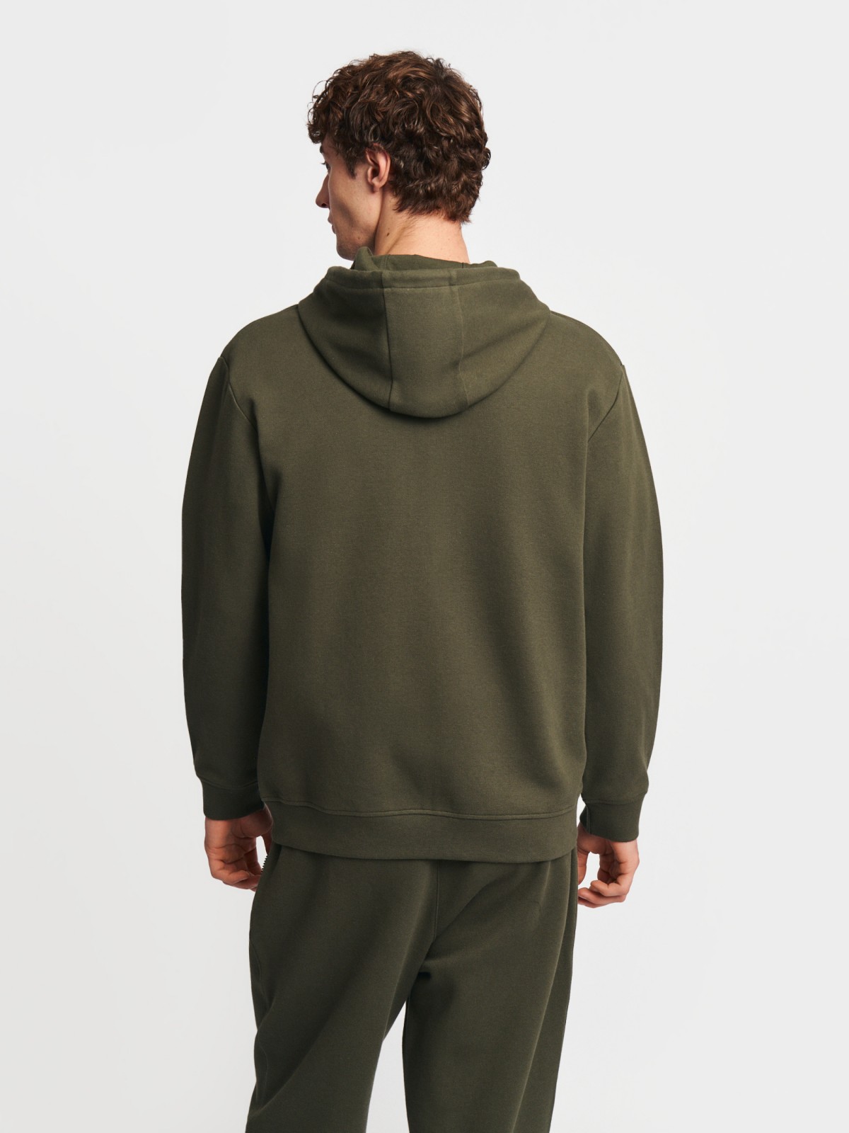 Толстовка на молнии с капюшоном однотонная