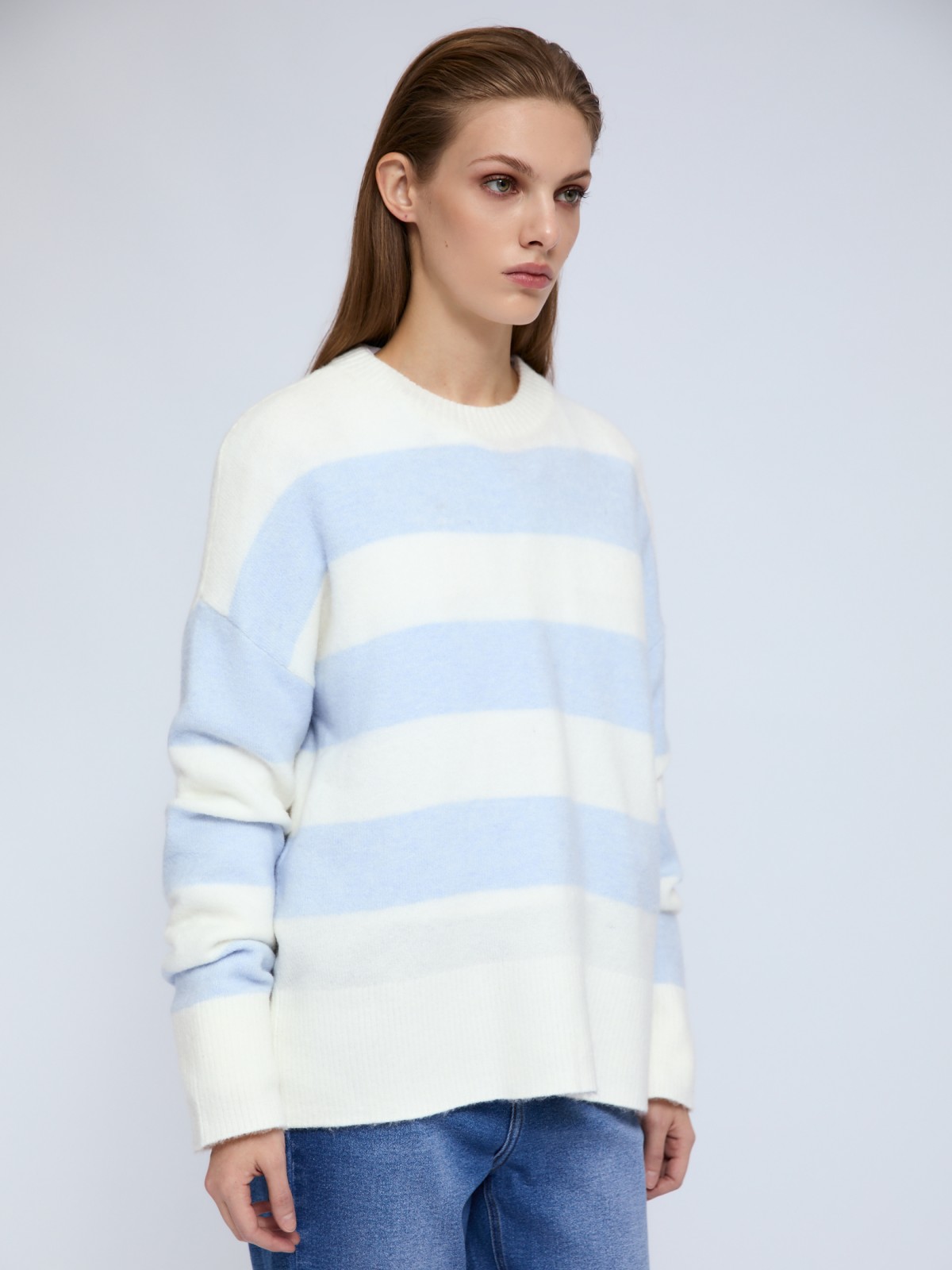 Вязаный джемпер в полоску с длинным рукавом