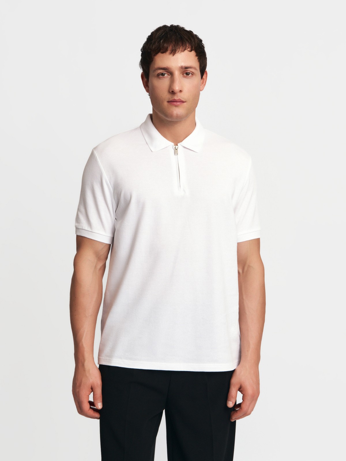 Футболка поло из хлопка на молнии