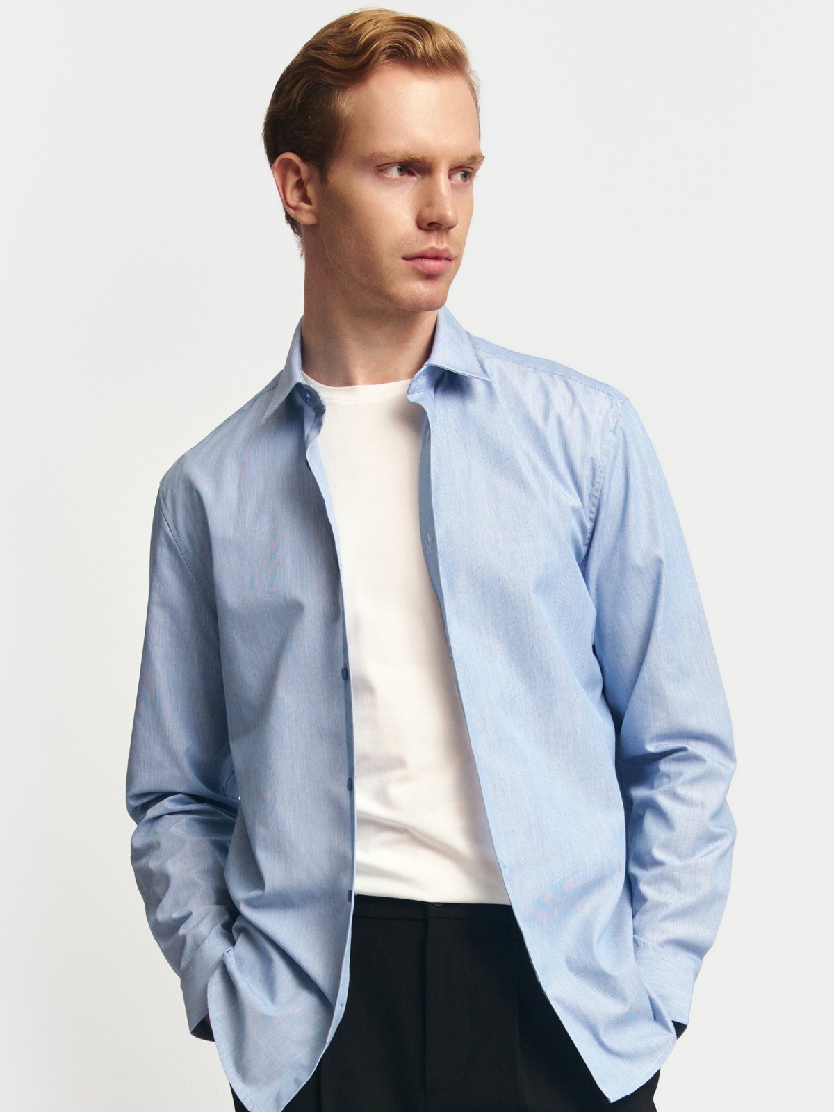 Офисная прямая рубашка с узором в полоску