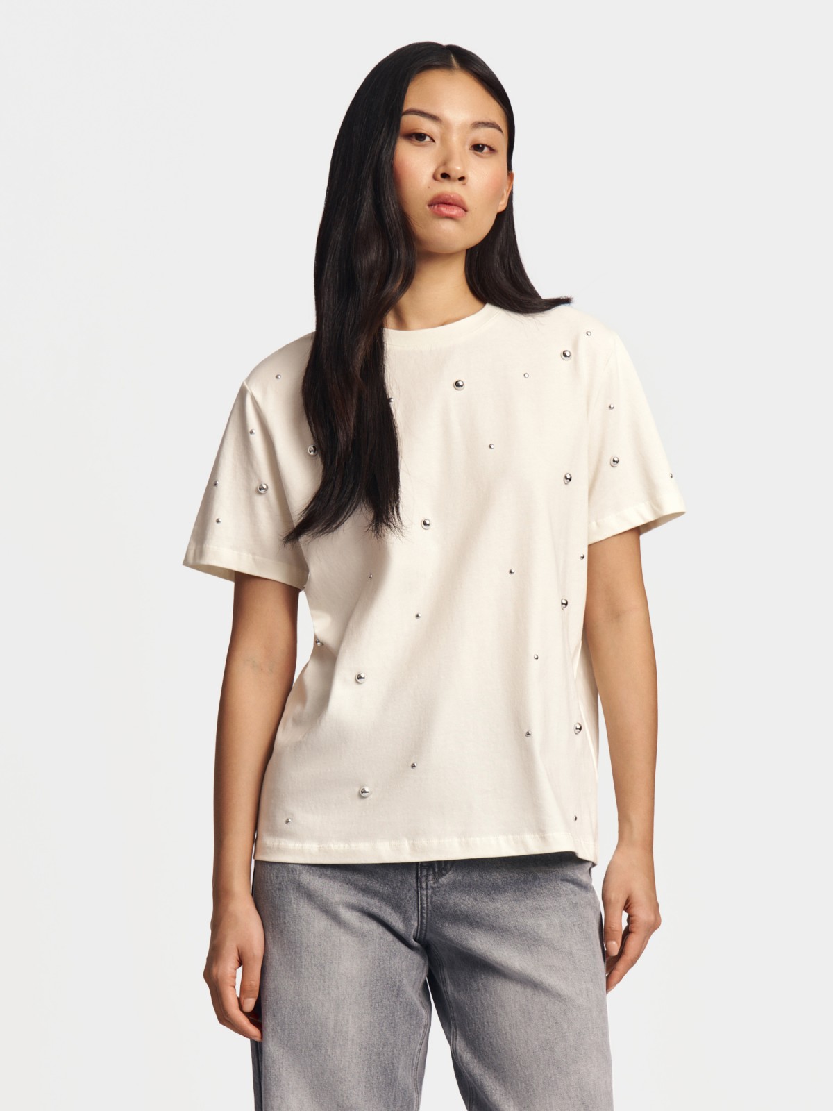 Футболка оверсайз из хлопка с декором