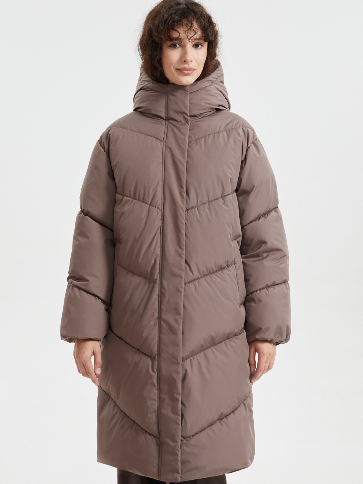 Тёплая куртка-пальто с капюшоном