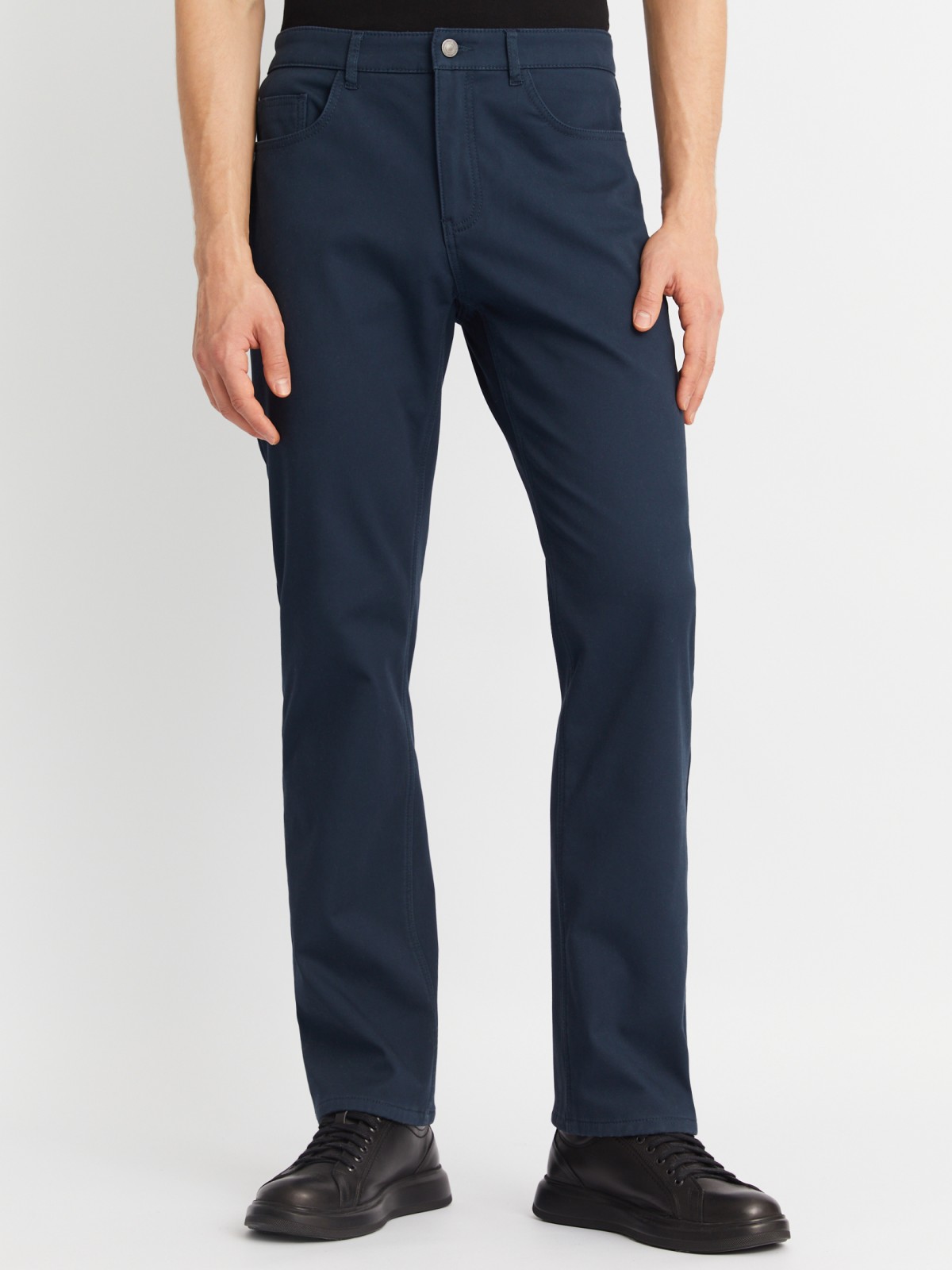 Утеплённые прямые брюки из хлопка с подкладкой из флиса zolla 01243730L013, цвет голубой, размер 30 - фото 2