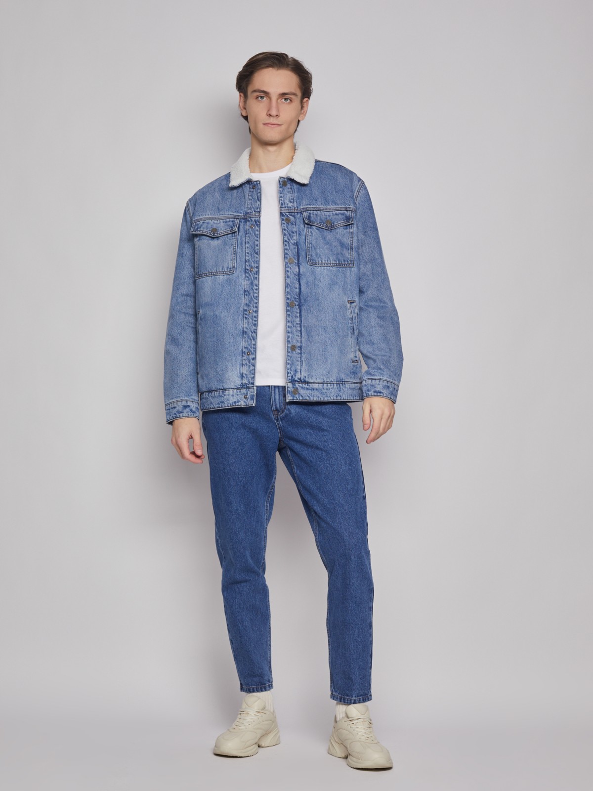 Утепленная джинсовая куртка zolla 013125W2Y014, цвет светло-голубой, размер M - фото 2