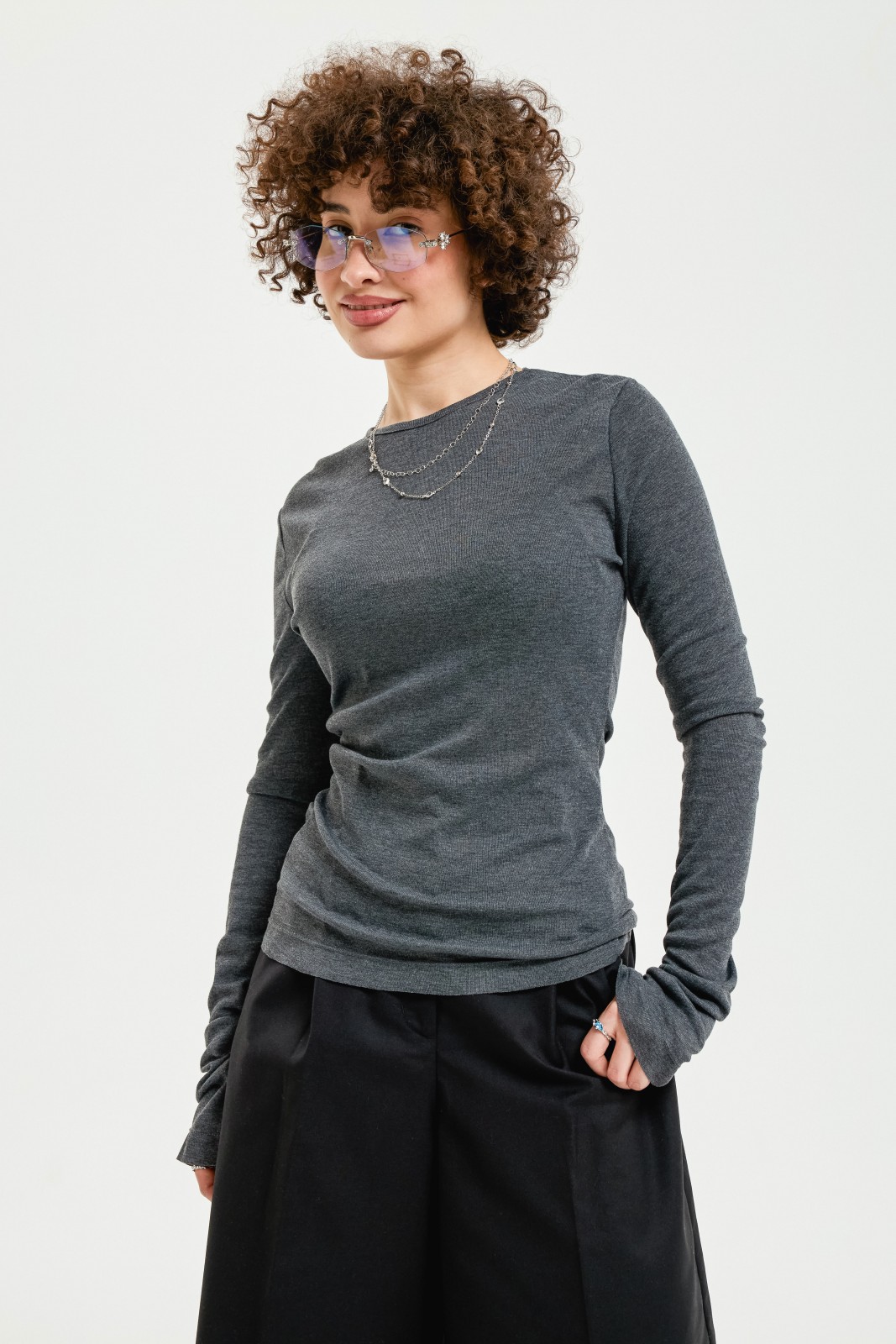 Однотонный трикотажный лонгслив