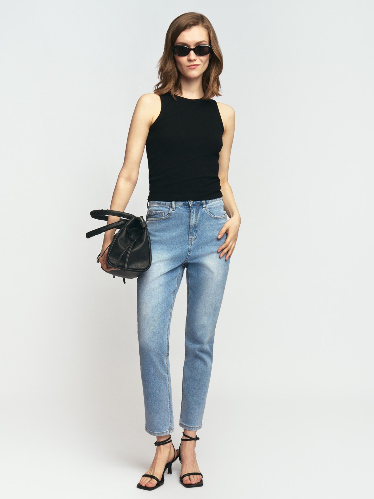 Джинсы силуэта Mom Slim с высокой посадкой