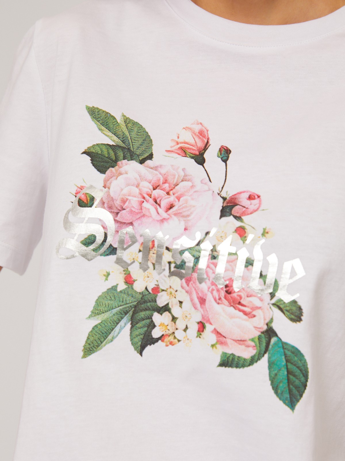 Футболка из хлопка с цветочным принтом