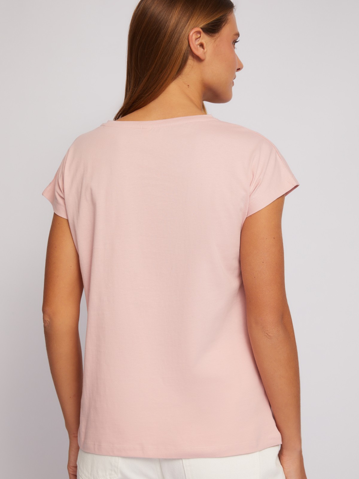 Футболка из хлопка с коротким рукавом и принтом