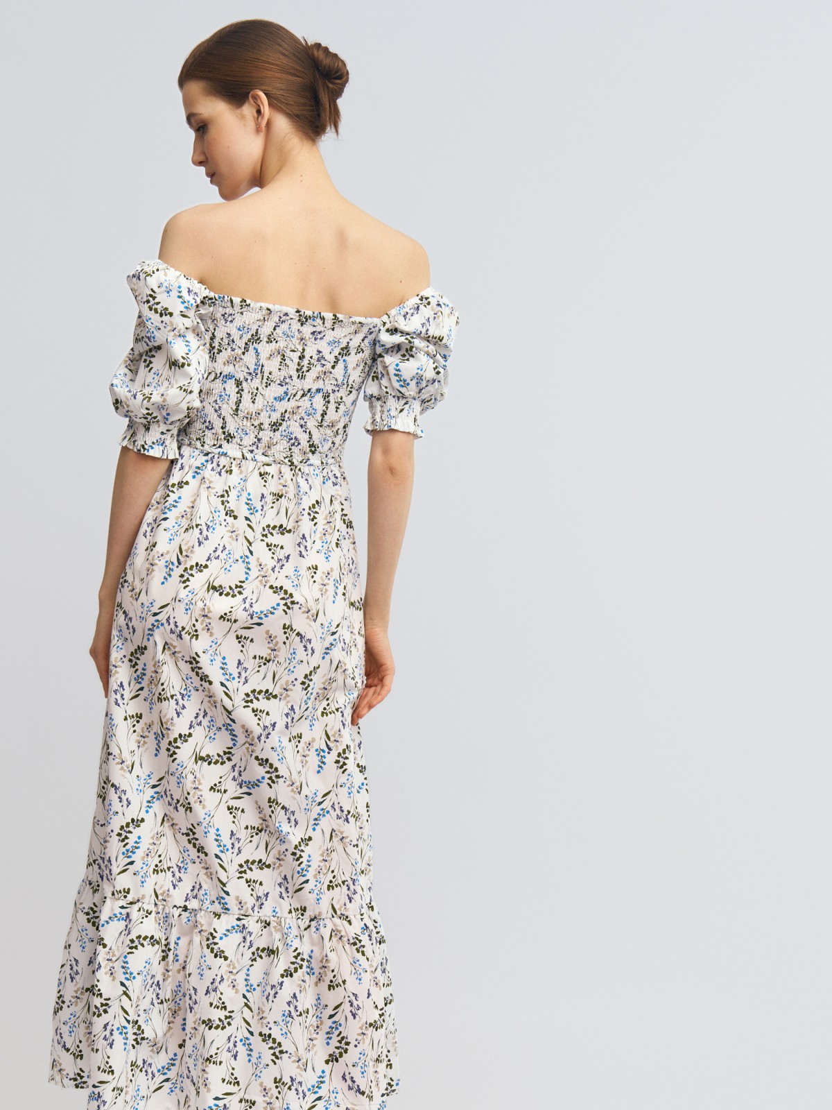 Платье макси на резинке с воланом