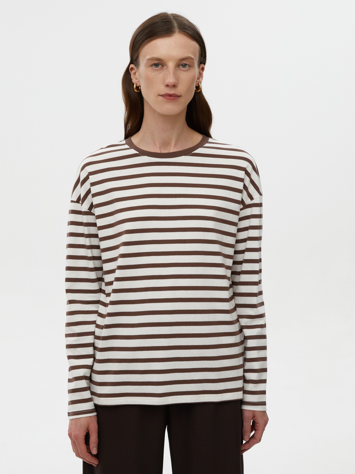 Лонгслив-тельняшка с узором в полоску из хлопка