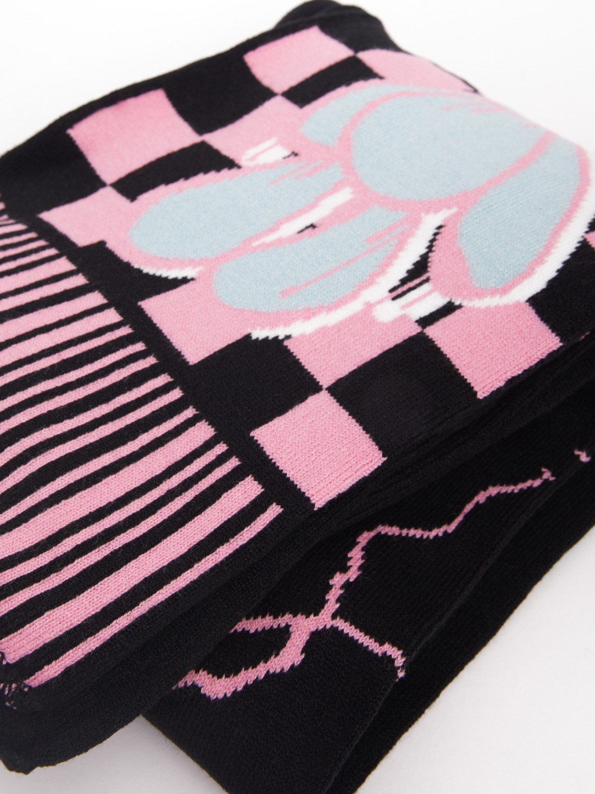 Вязаный трикотажный шарф с надписями zolla 02342914G025, цвет мультицвет, размер No_size - фото 6