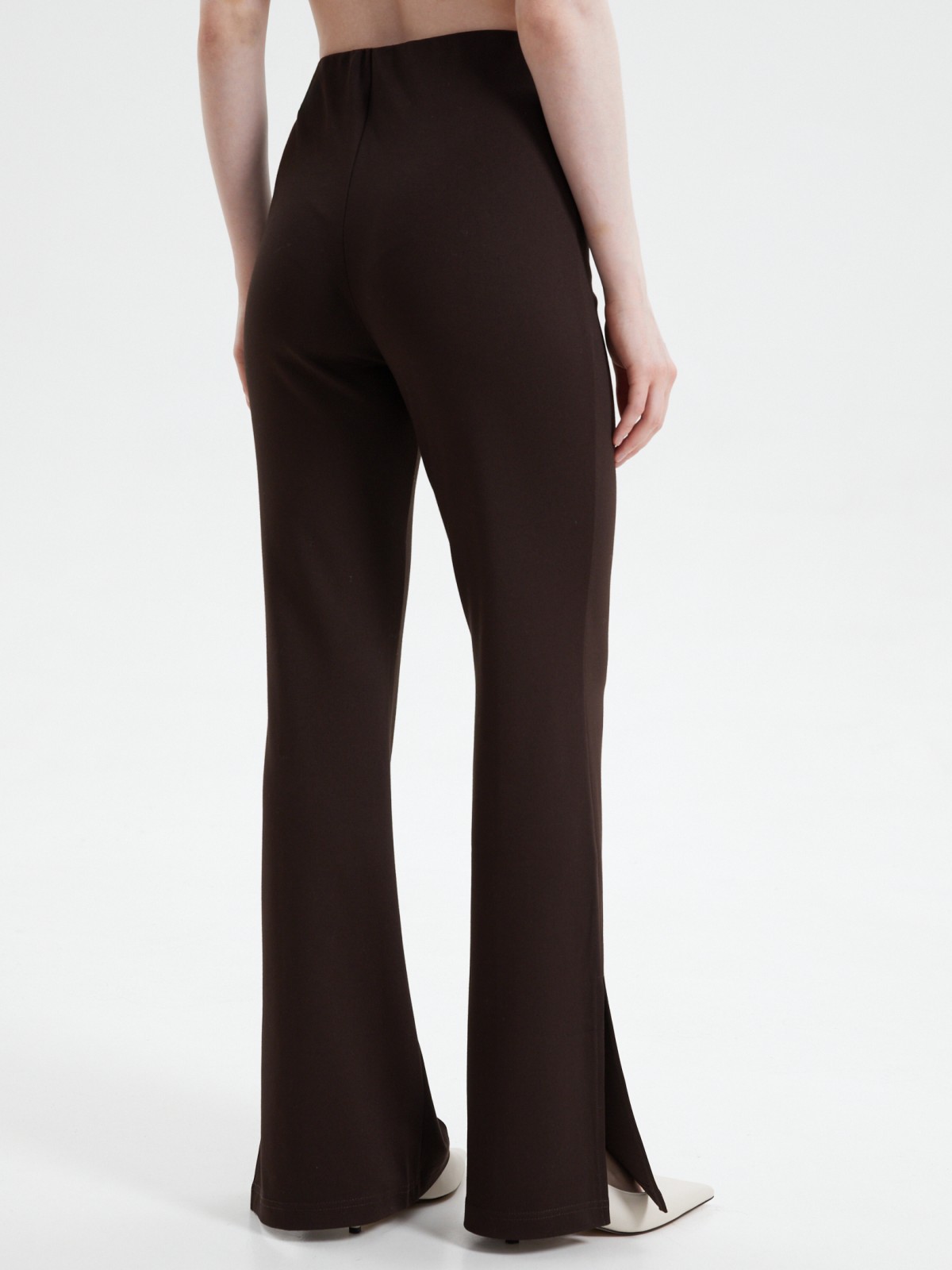 Трикотажные брюки фасона Bootcut с разрезами