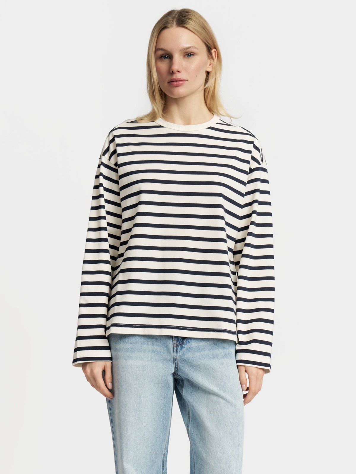 Лонгслив-тельняшка из хлопка в полоску