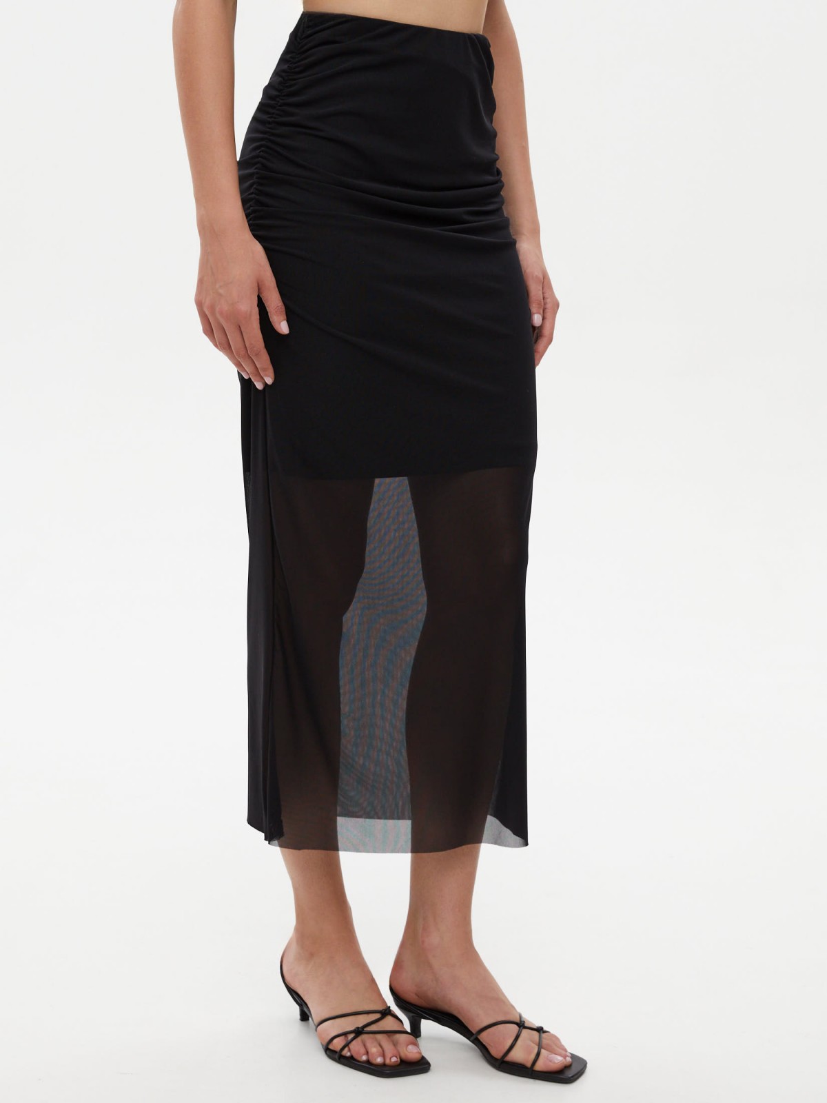 Юбка миди на резинке с драпировкой