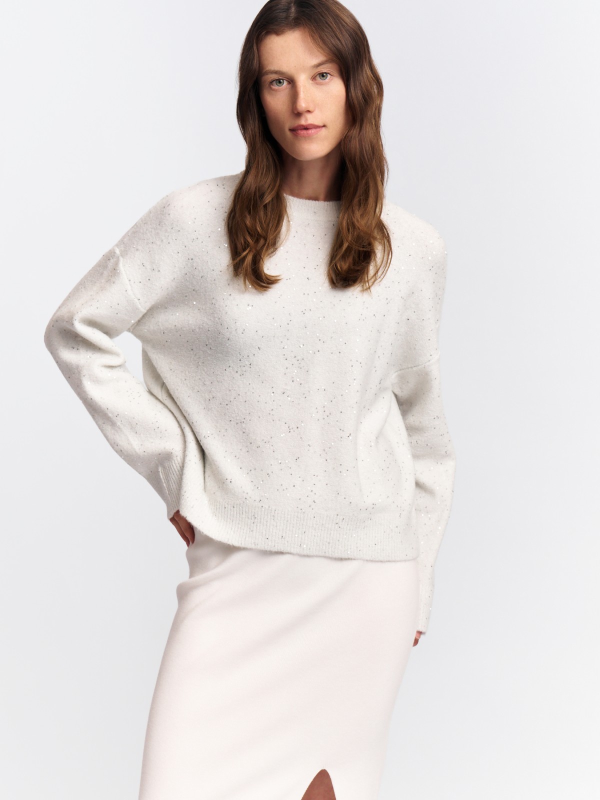 Вязаный джемпер с люрексом и пайетками