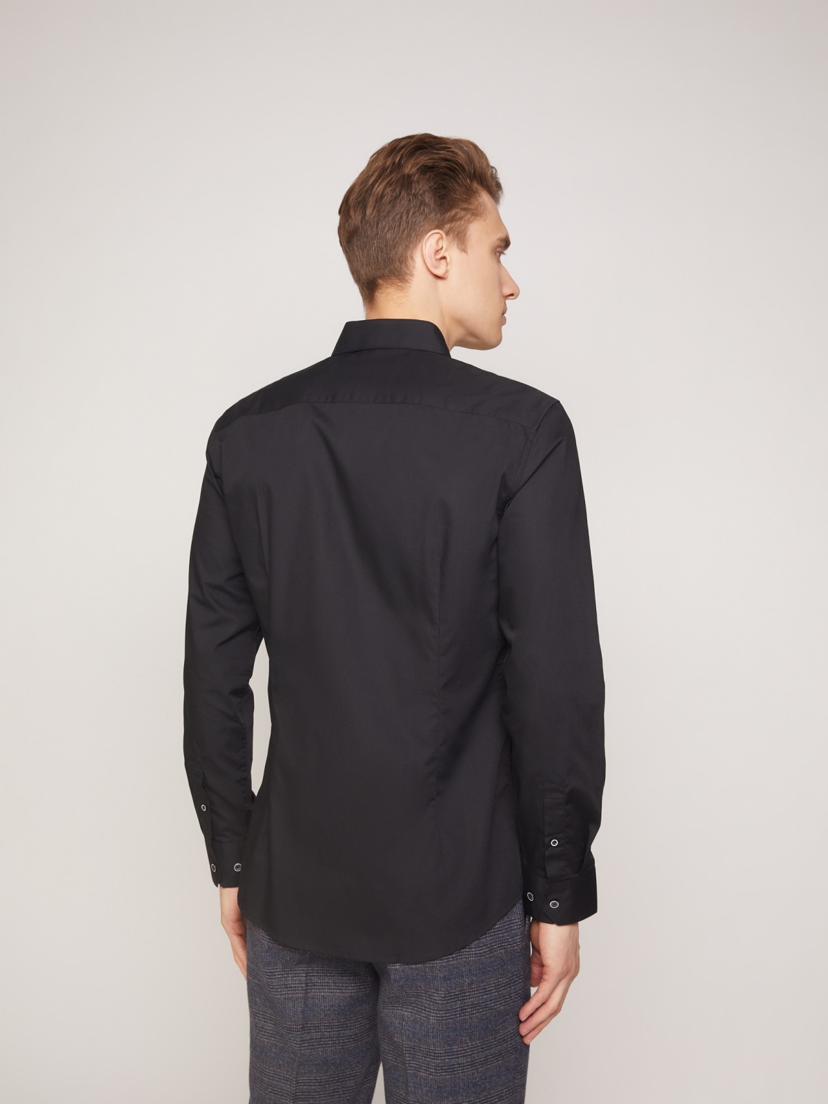 Классическая рубашка приталенного силуэта zolla 011322159012, цвет черный, размер XS - фото 6