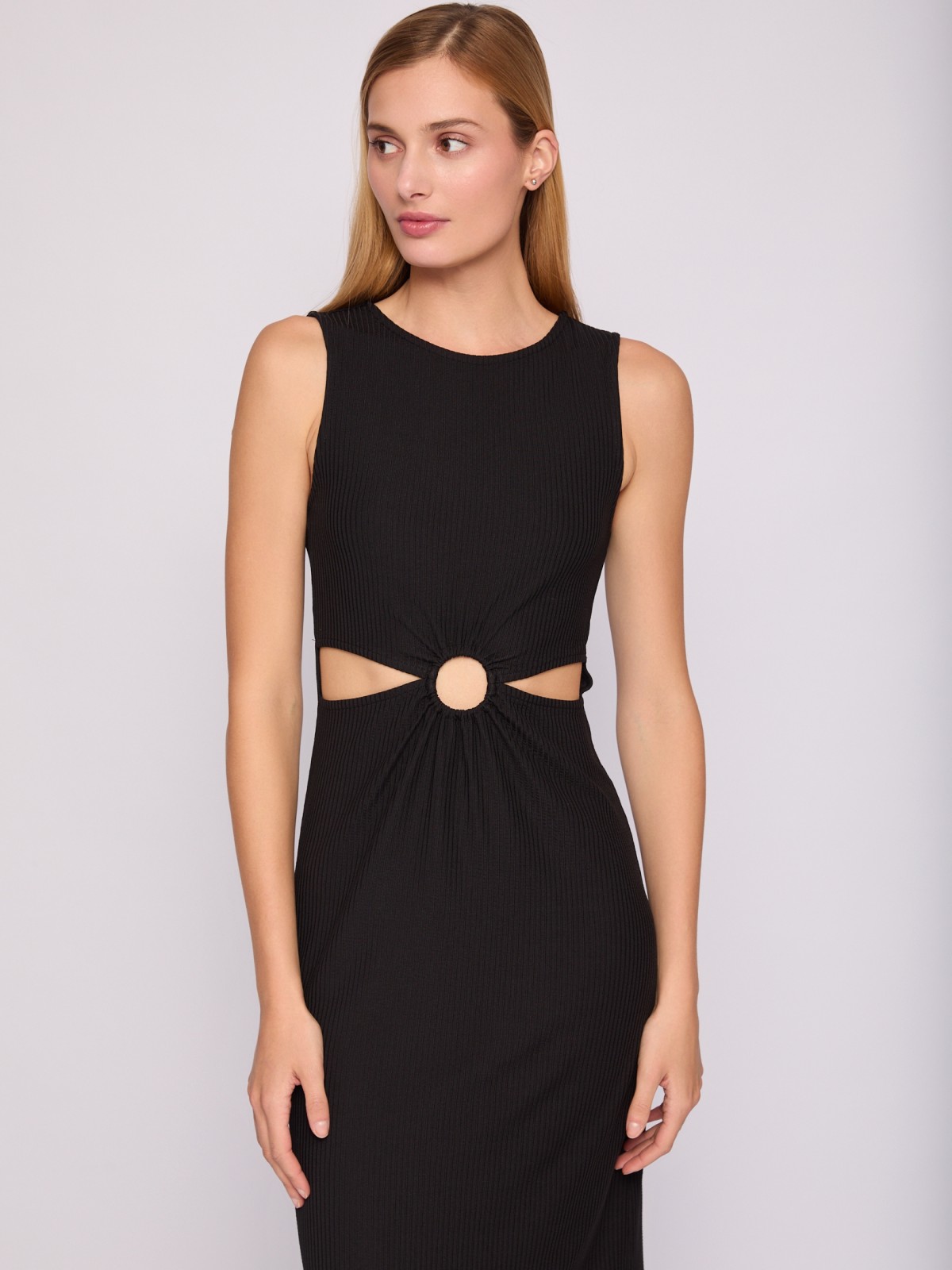 Платье-лапша без рукавов с вырезами на талии zolla 02423817Y053, цвет черный, размер XS - фото 2