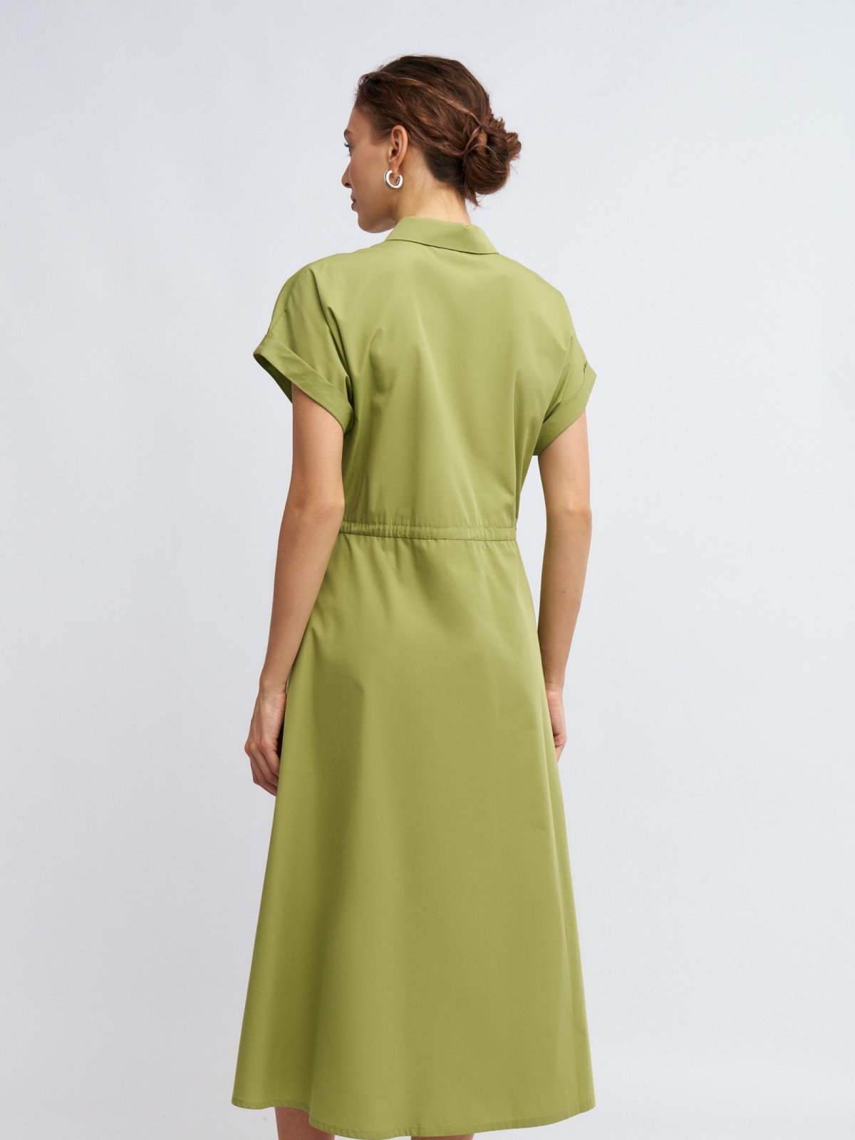 Платье-рубашка миди на кулиске