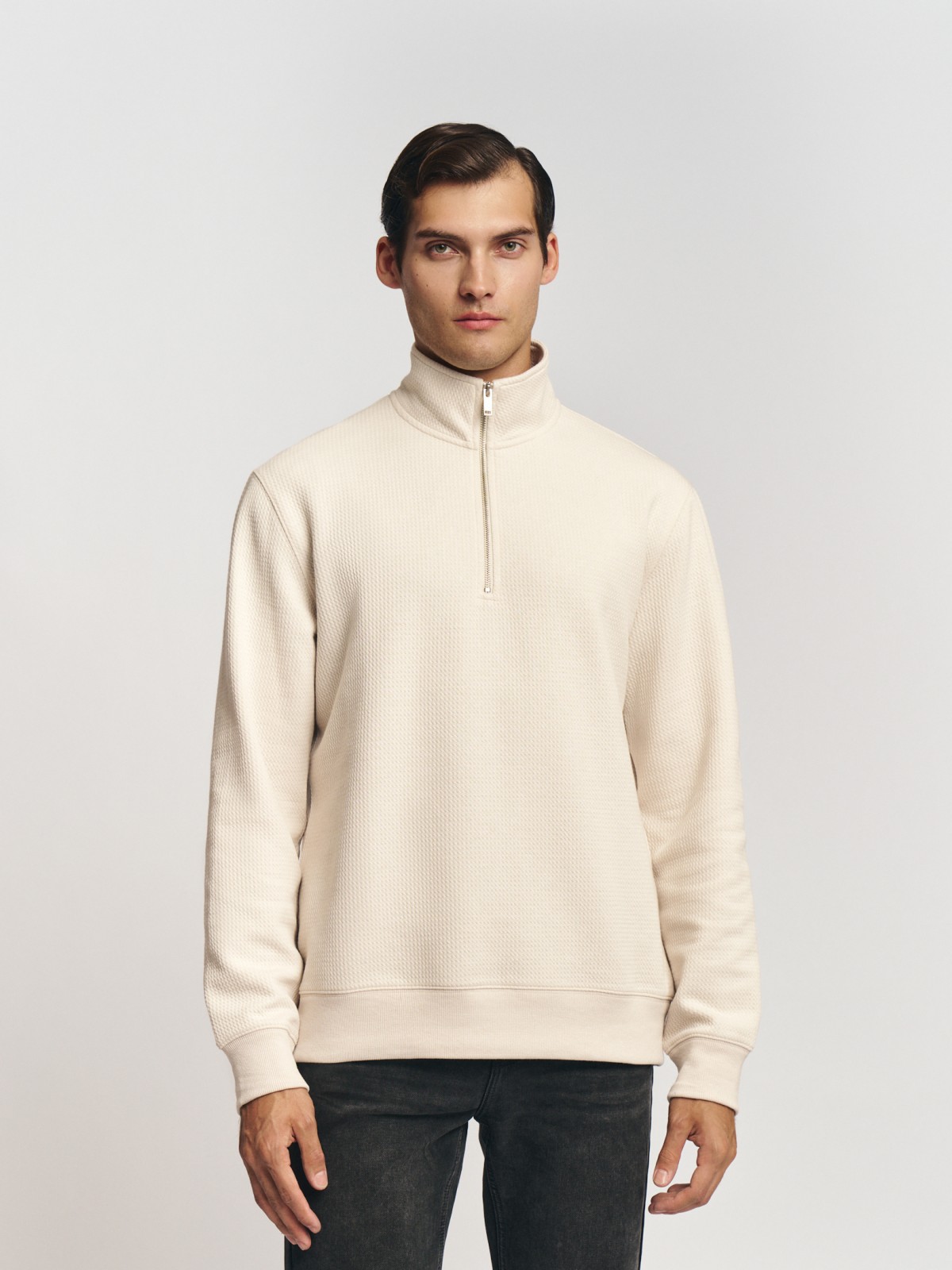 Прямой трикотажный свитшот на молнии