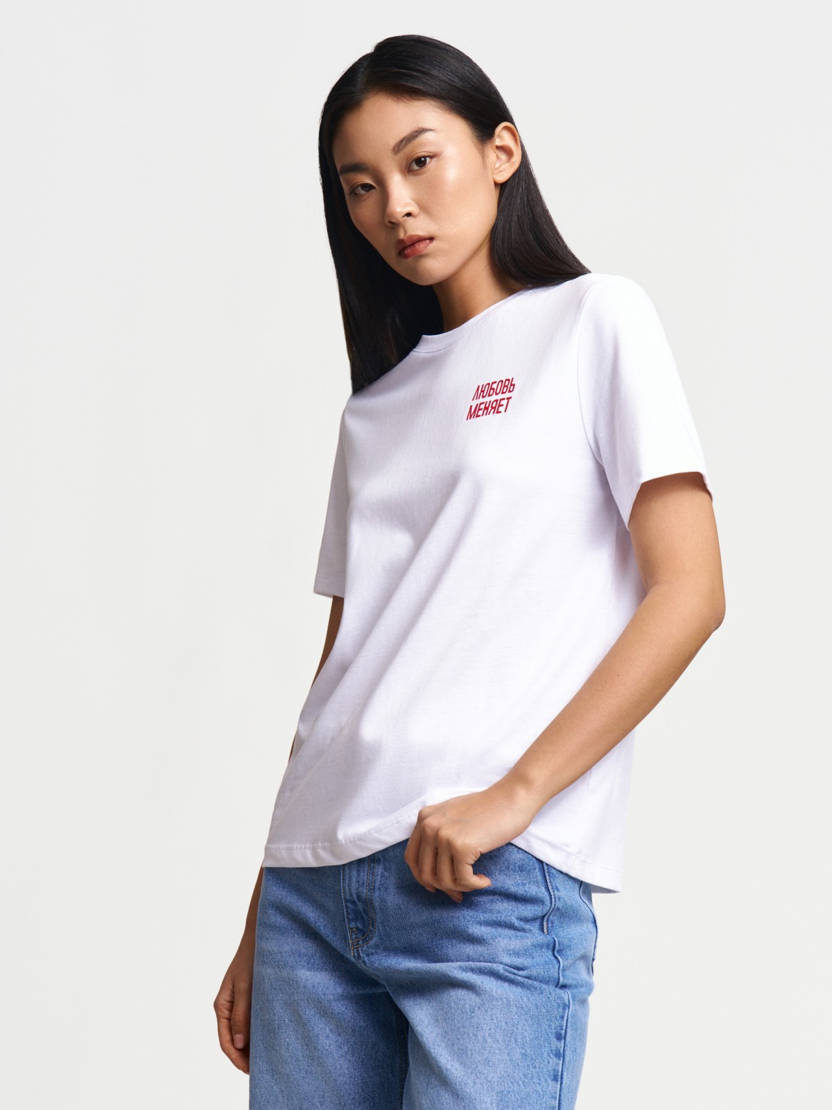 Трикотажная футболка из хлопка с надписью