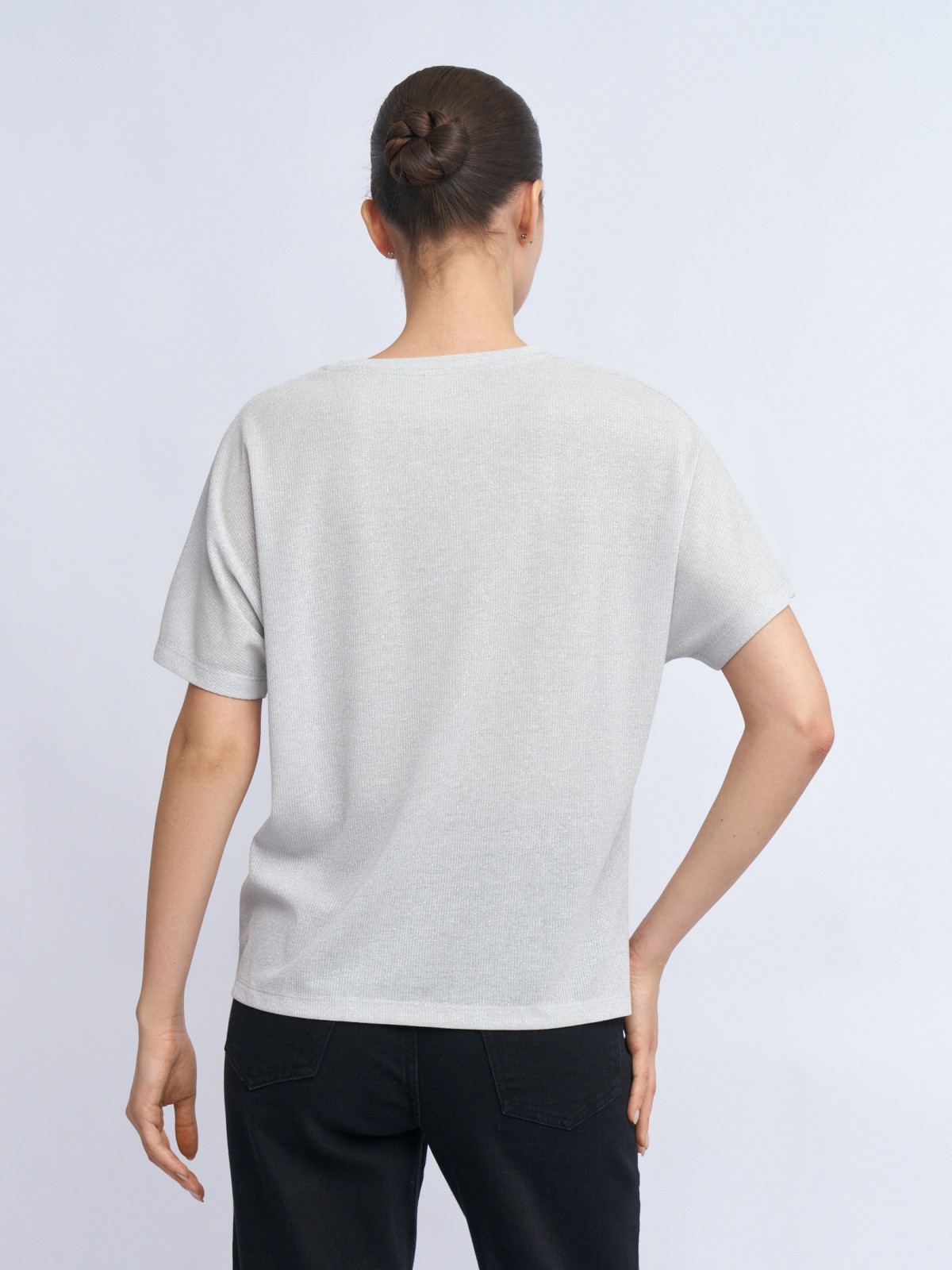 Трикотажный топ-блузка с люрексом