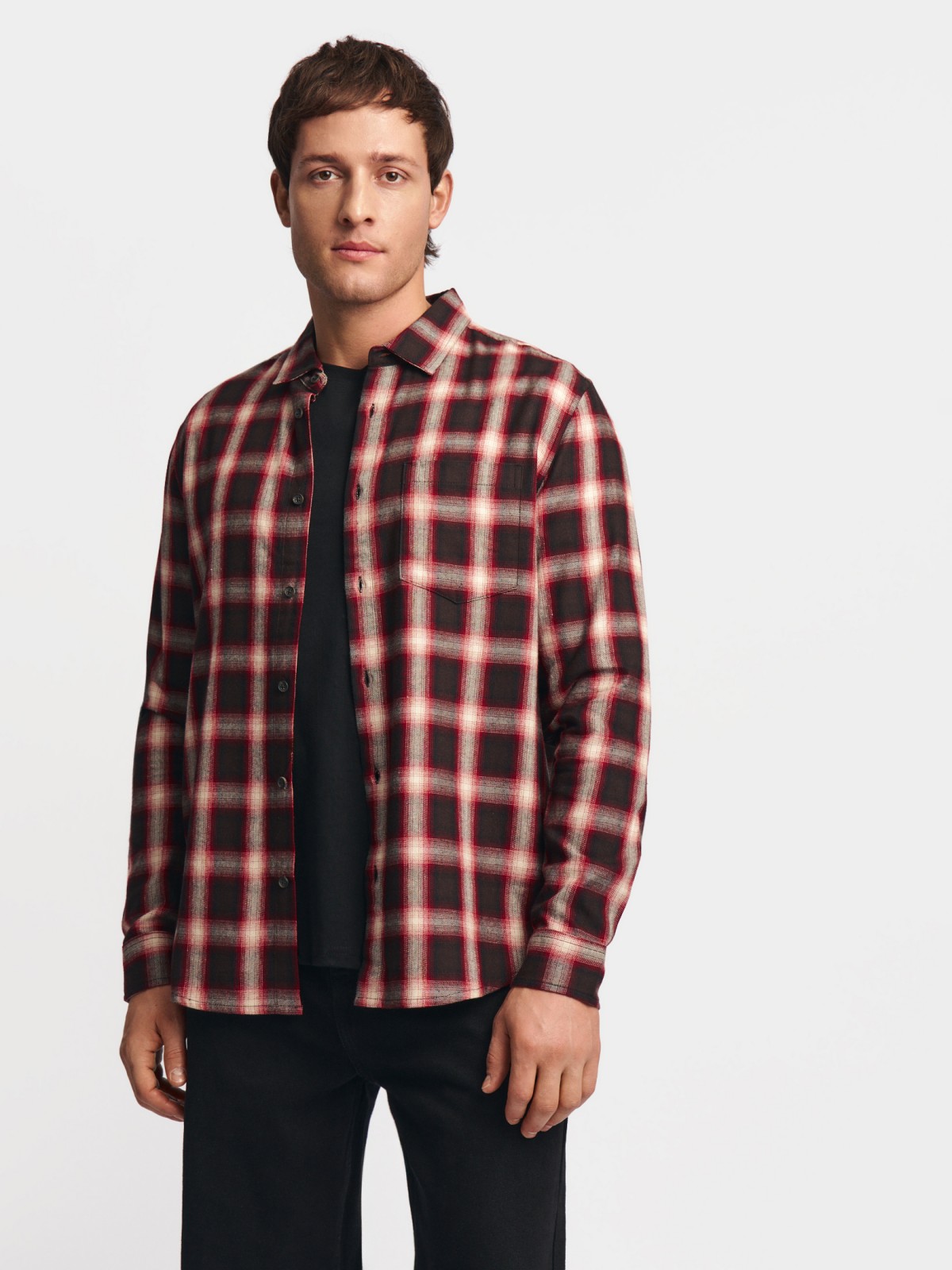 Рубашка в клетку с длинным рукавом