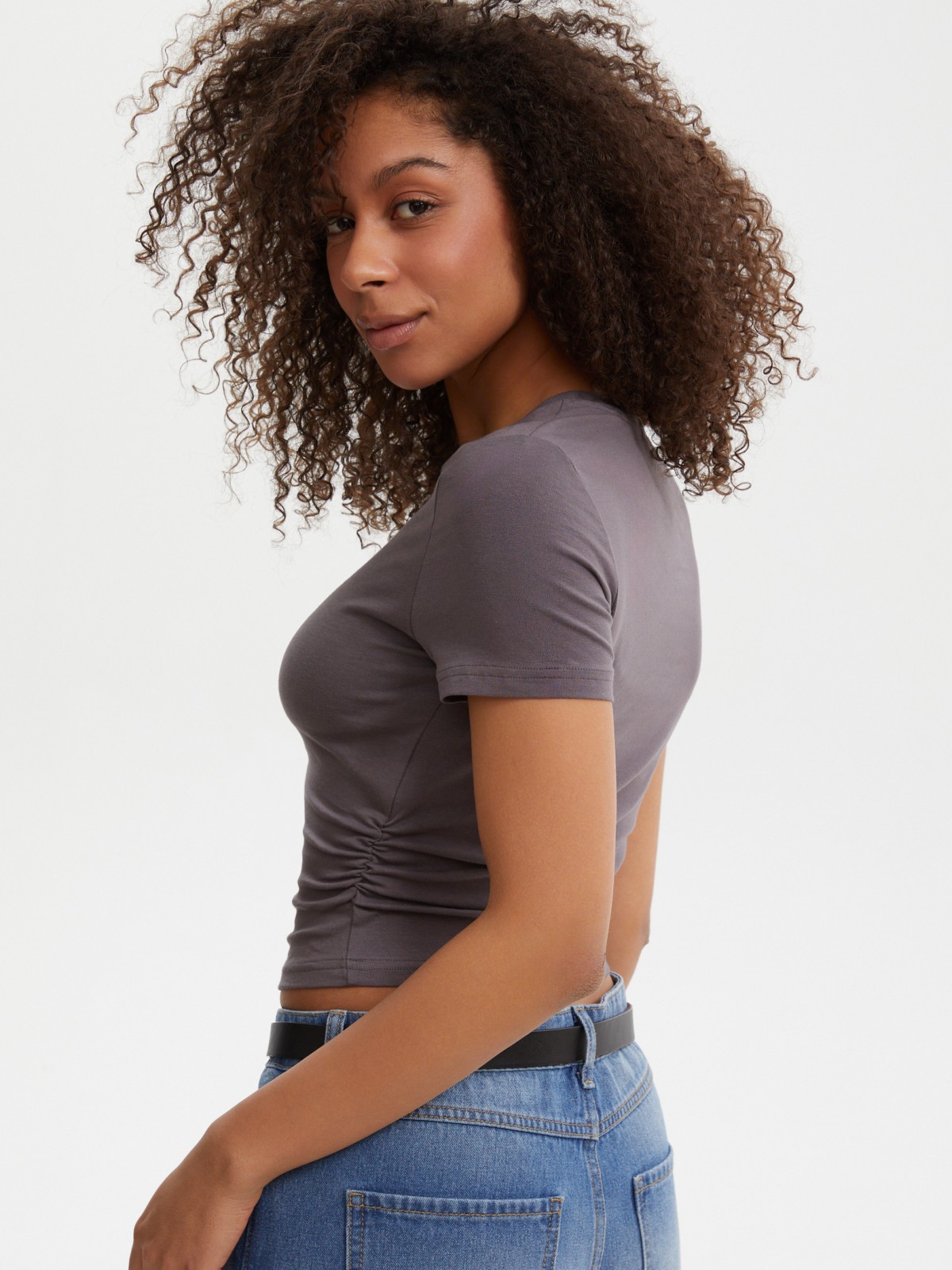 Топ-футболка из хлопка с драпировкой