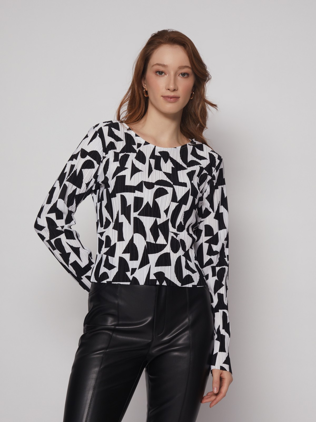 Блузка-лонгслив из жатой ткани