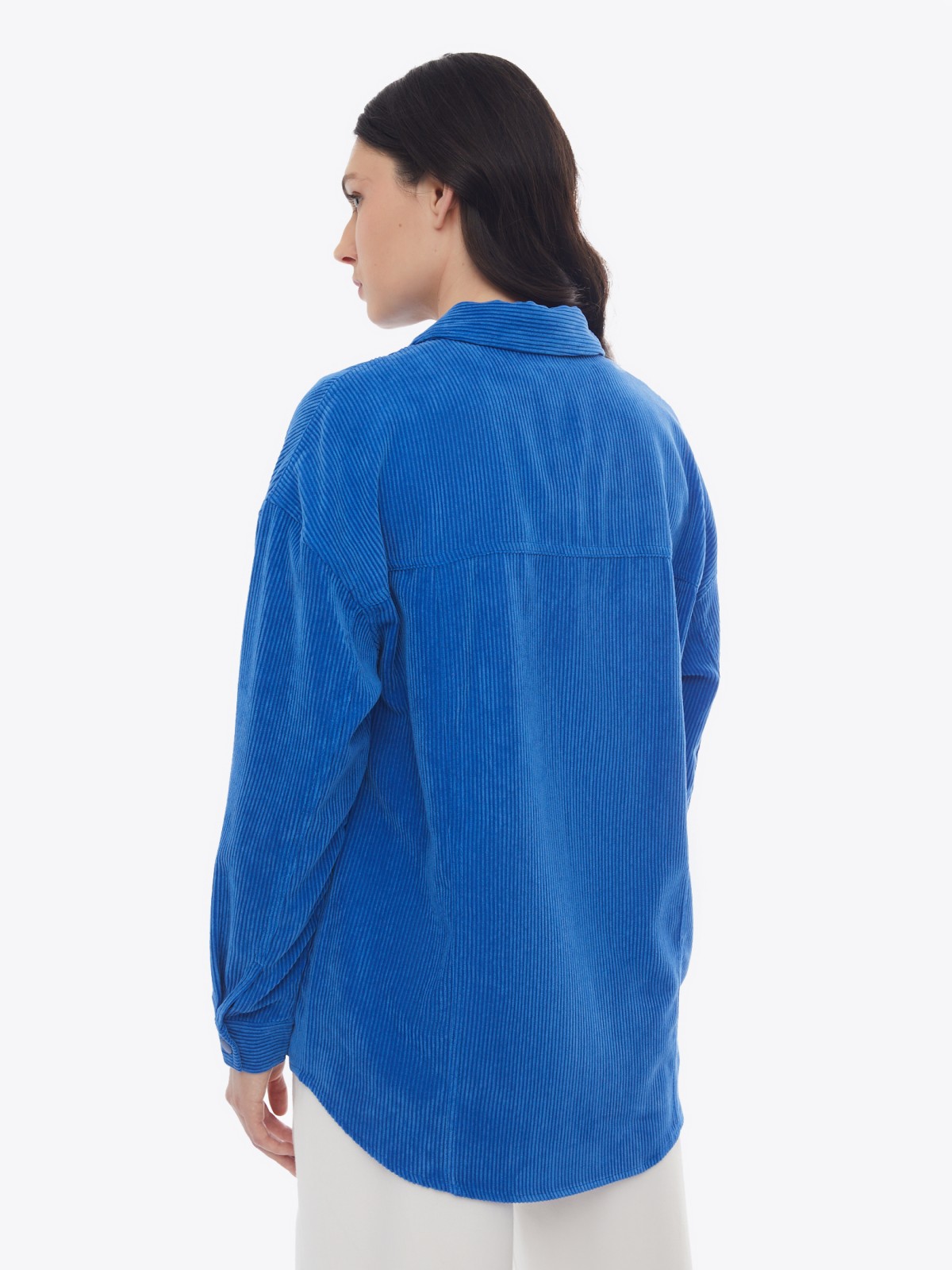 Куртка-рубашка объёмного силуэта из вельвета zolla 02412540L023, цвет голубой, размер XS - фото 5