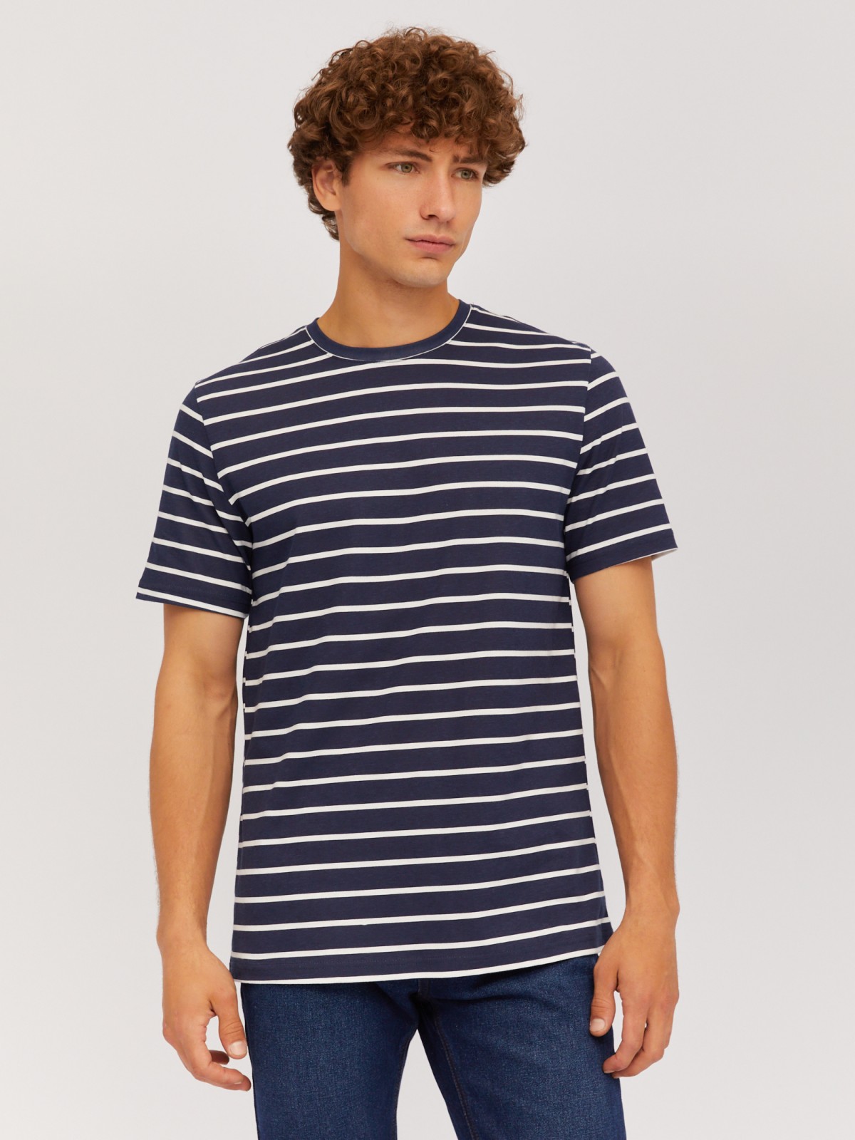 Футболка из хлопка с узором в полоску