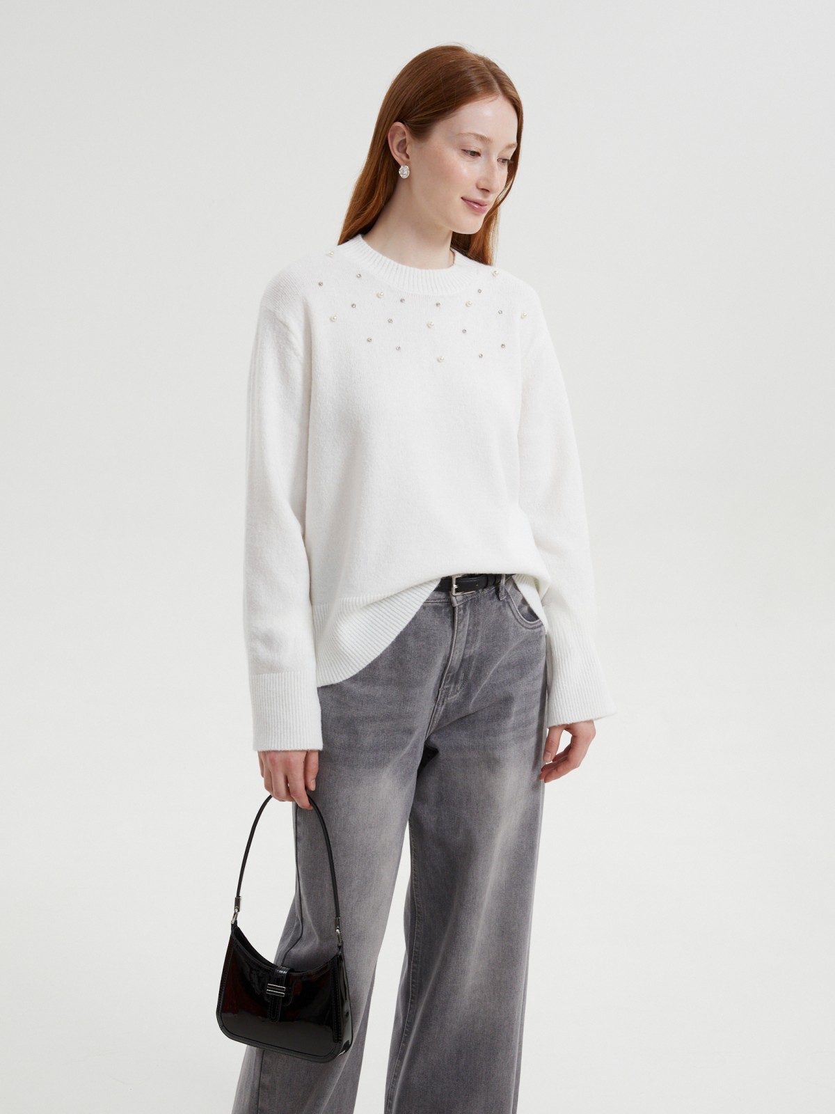 Вязаный джемпер с шерстью и декором