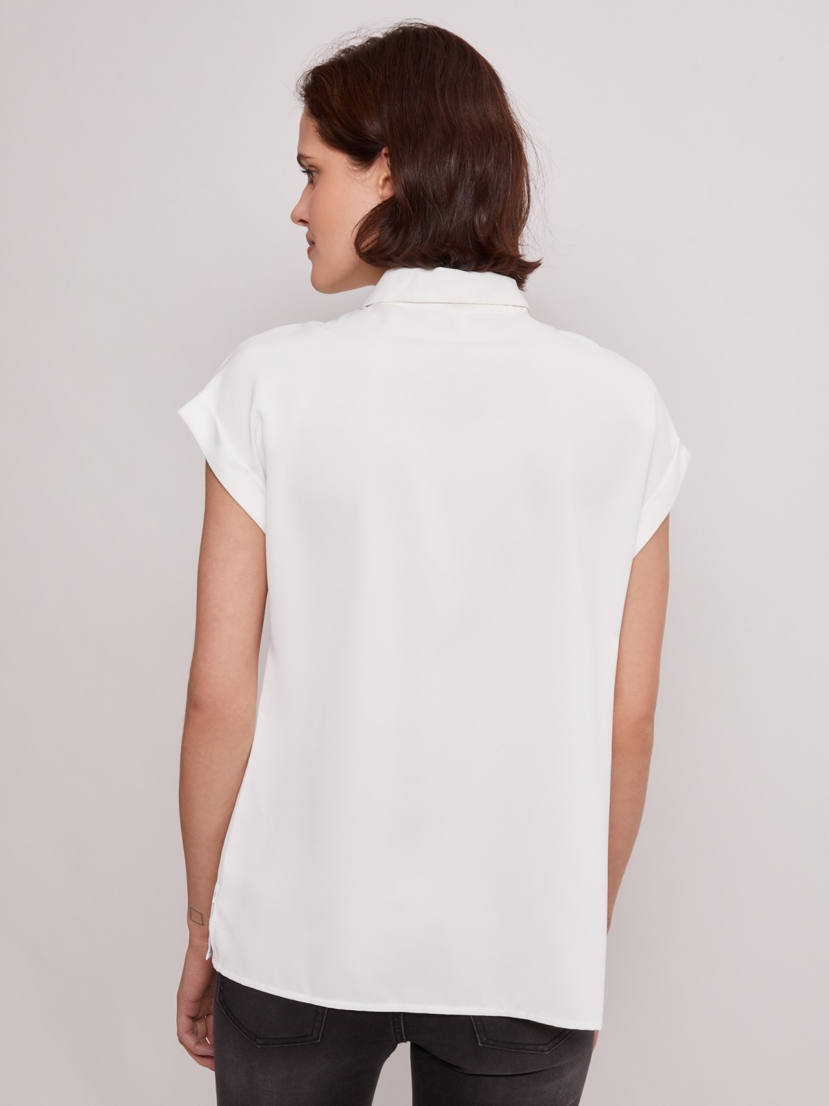 Блузка с короткими рукавами zolla 02121128Y012, цвет белый, размер XS - фото 5