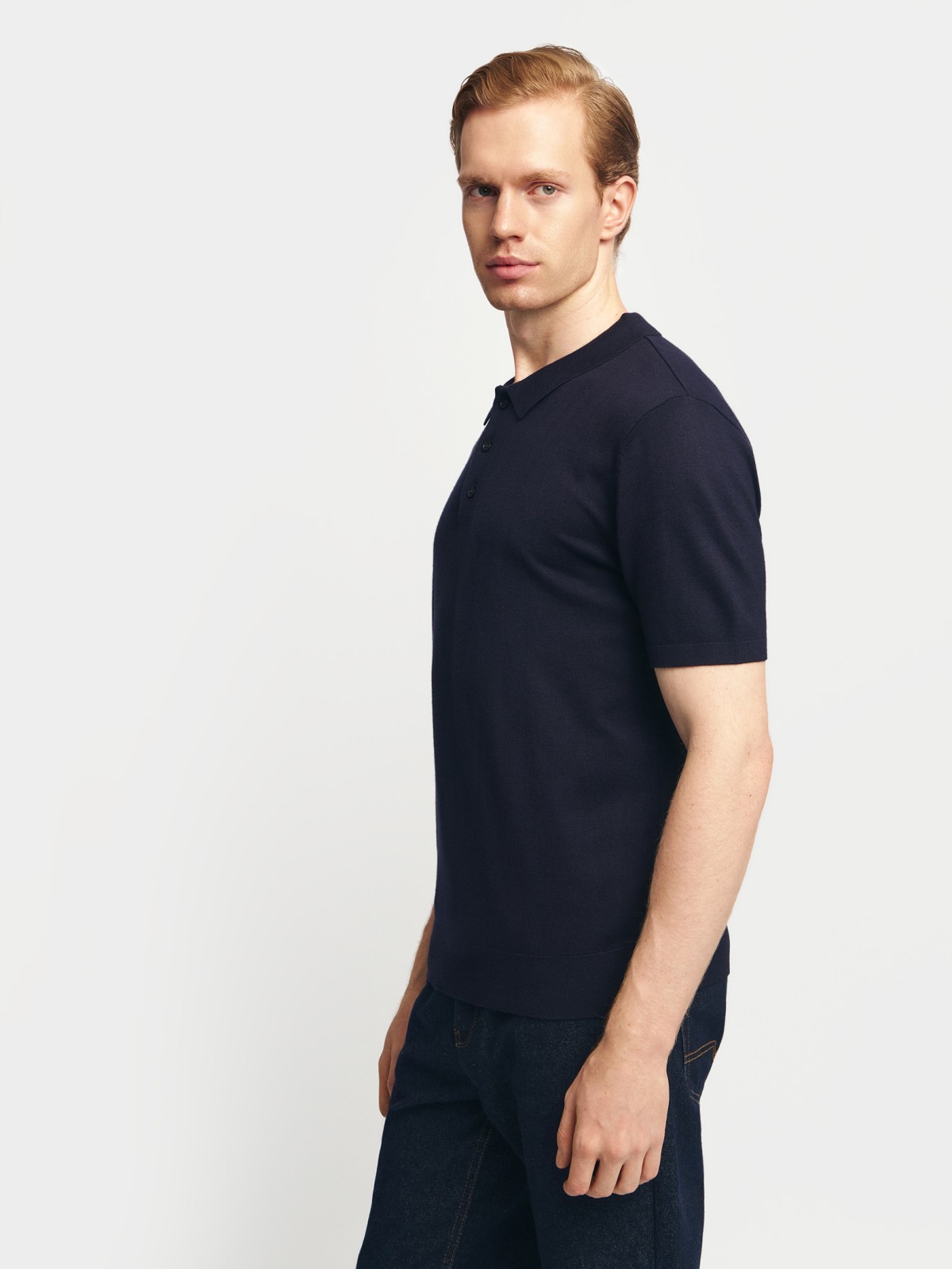 Трикотажный джемпер поло с коротким рукавом