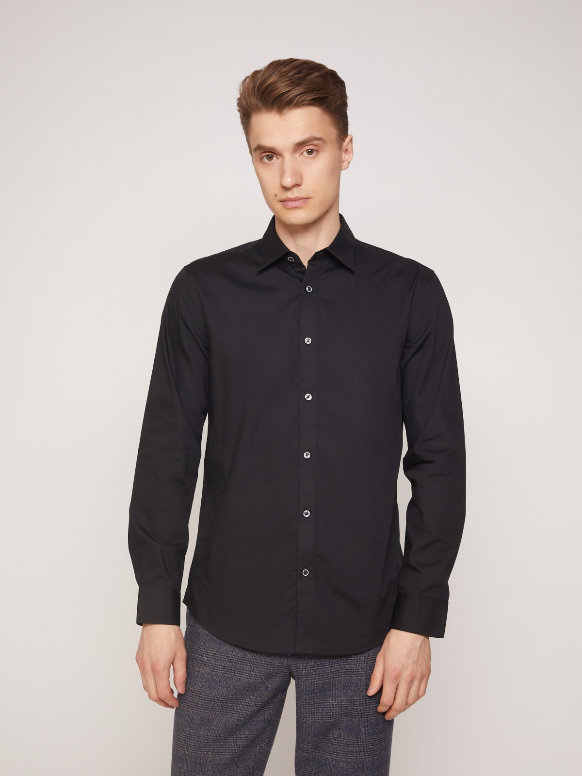 Классическая рубашка приталенного силуэта zolla 011322159012, цвет черный, размер XS - фото 2