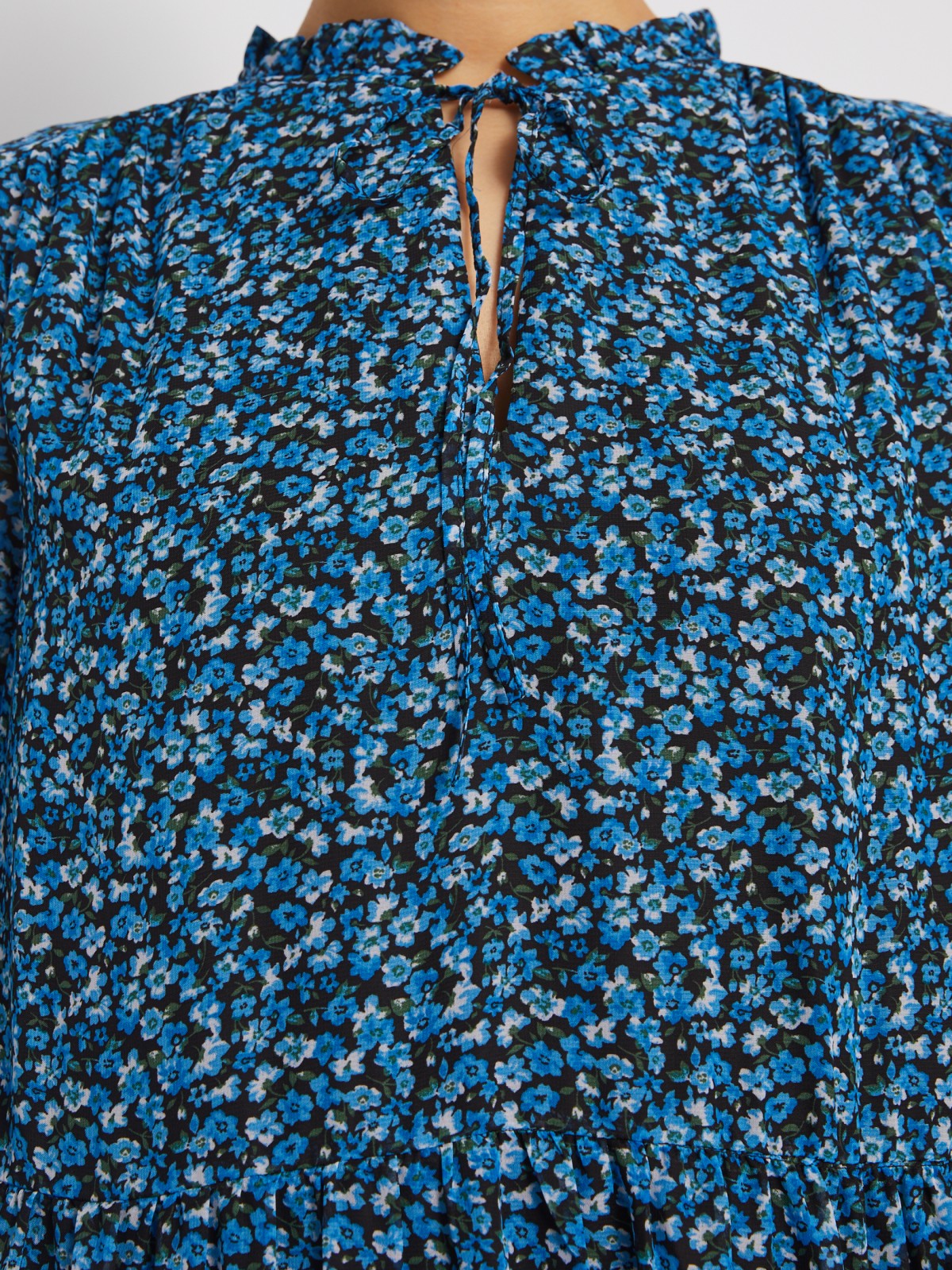 Ярусное платье мини из шифона с цветочным принтом zolla 02413820L173, размер XS - фото 4