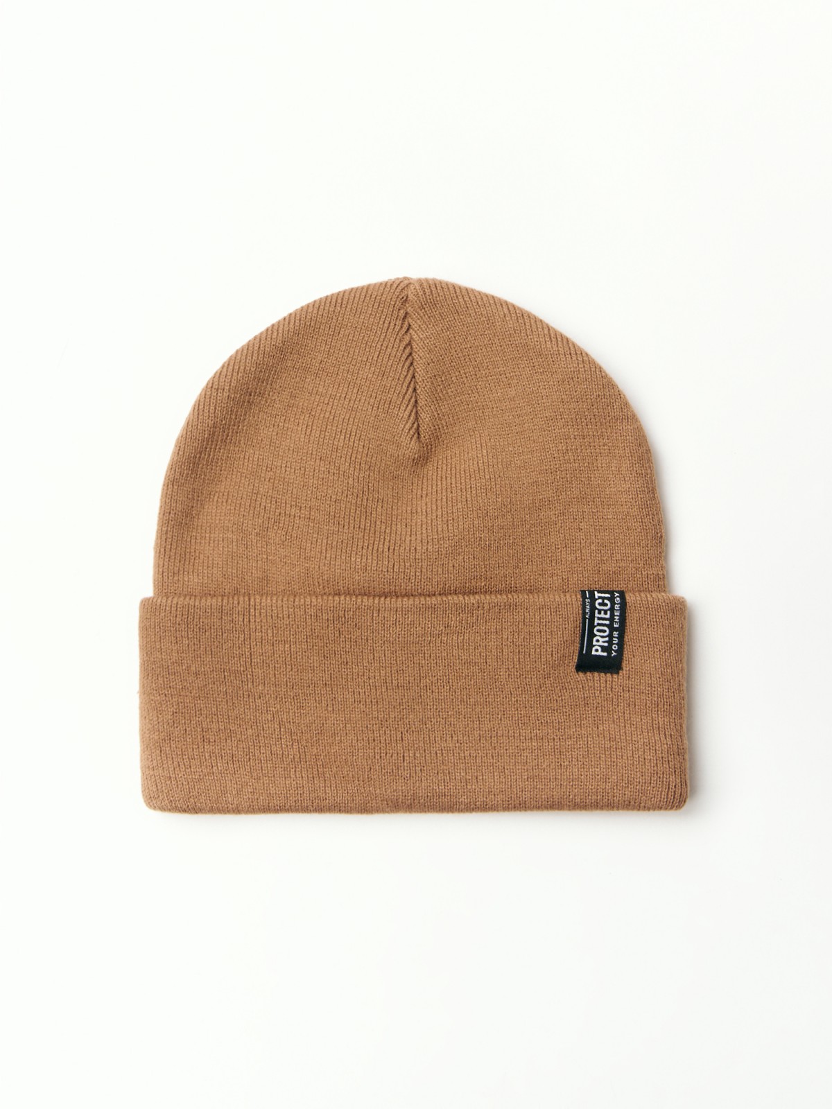 Трикотажная шапка-бини с отворотом