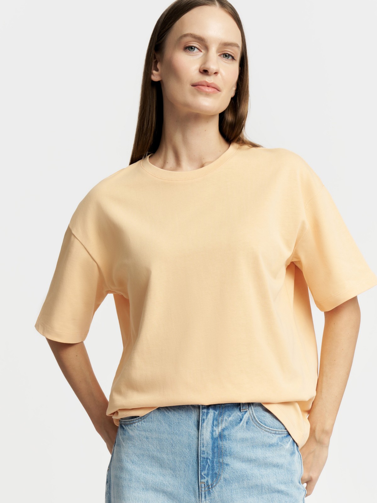 Футболка оверсайз из хлопка однотонная