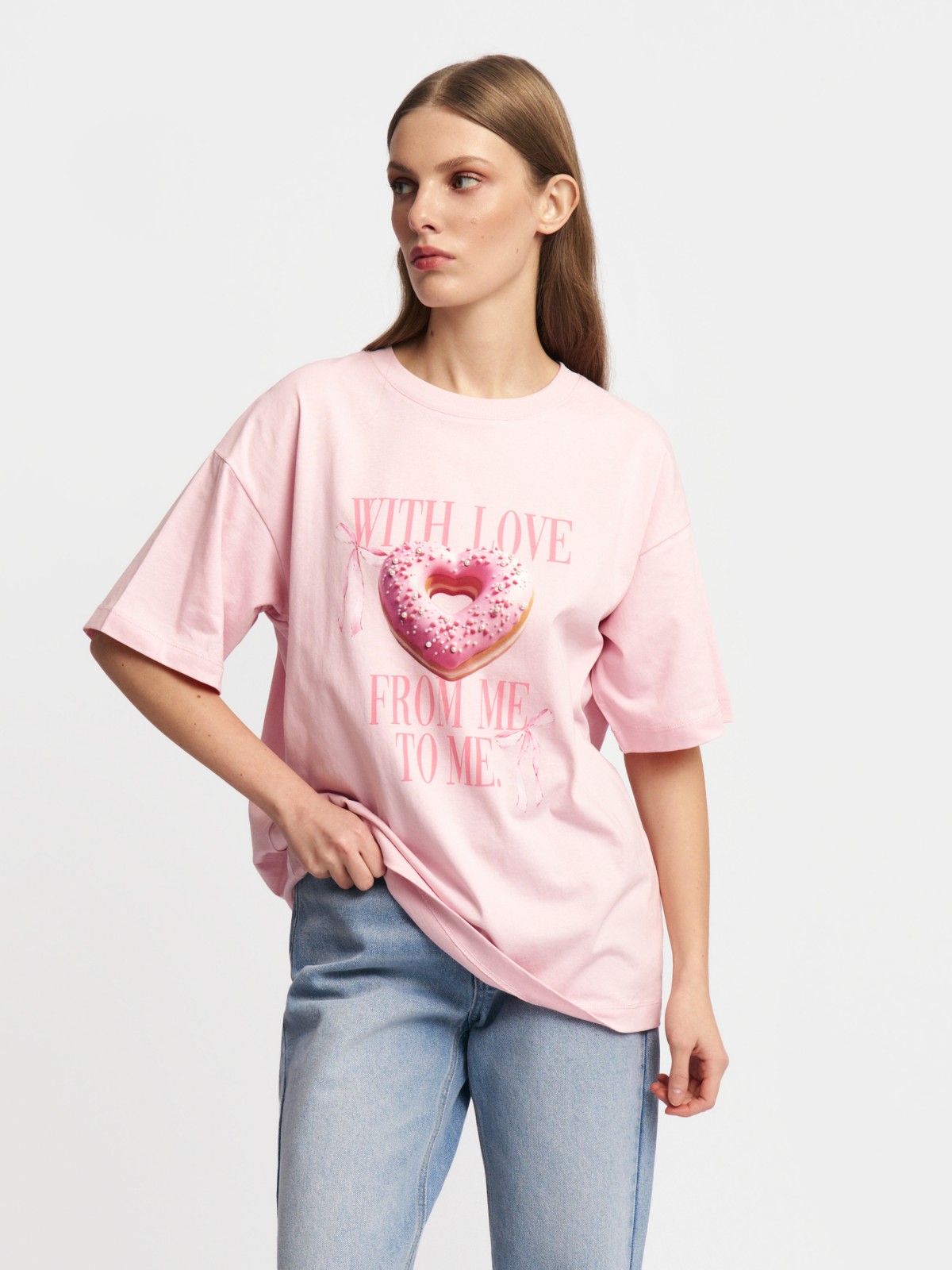 Трикотажная футболка из хлопка с принтом