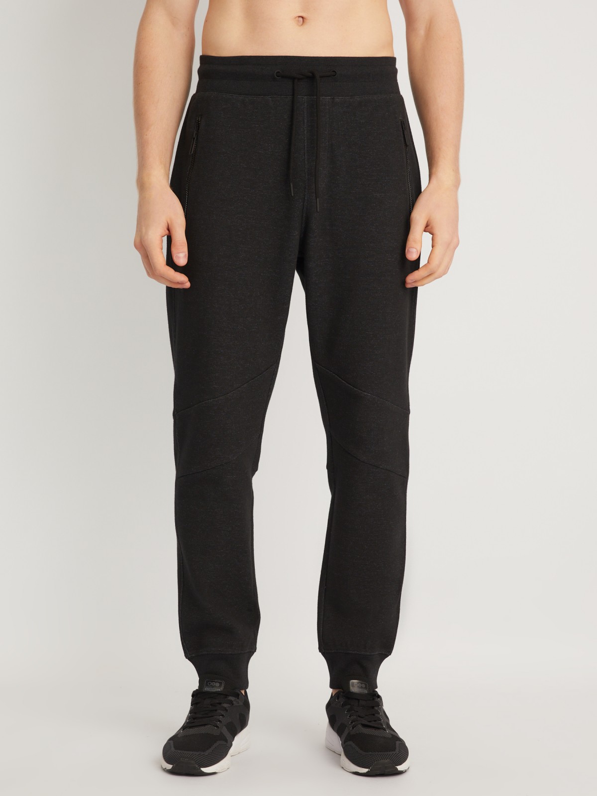 Трикотажные брюки-джоггеры в спортивном стиле zolla 014127679013, цвет черный, размер S - фото 2