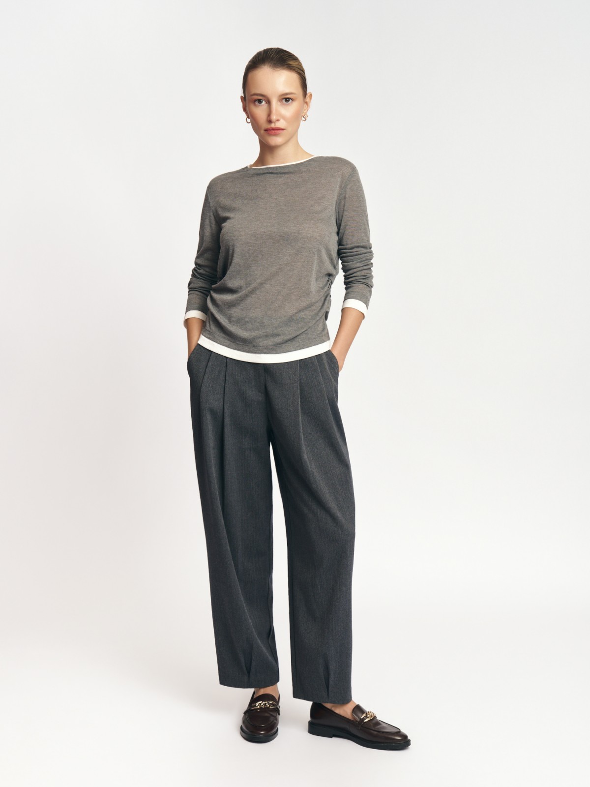 Трикотажный лонгслив с отделкой